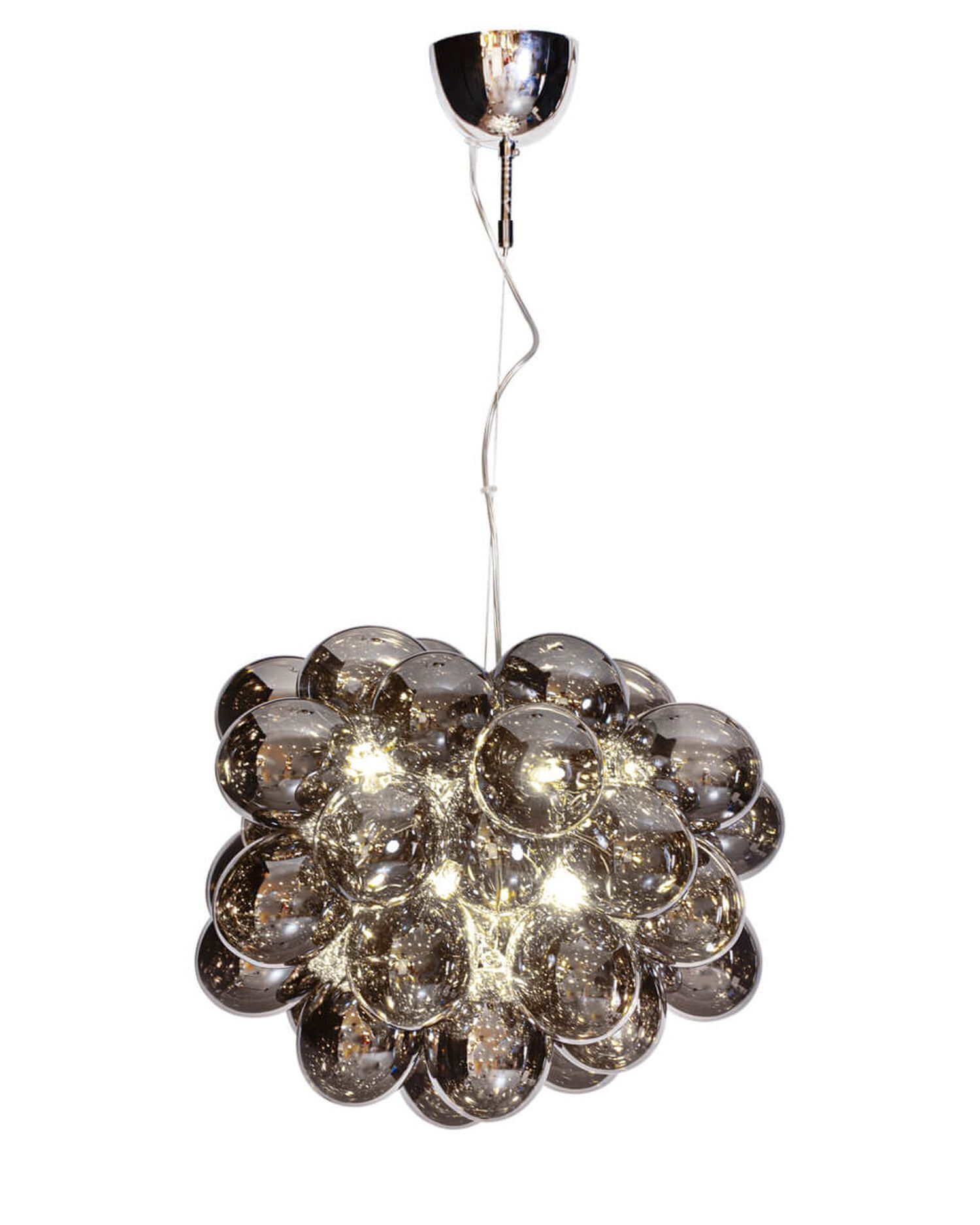 Hängeleuchte Rauchglas 50 cm breit 8x G9 Modern Chrom Grau