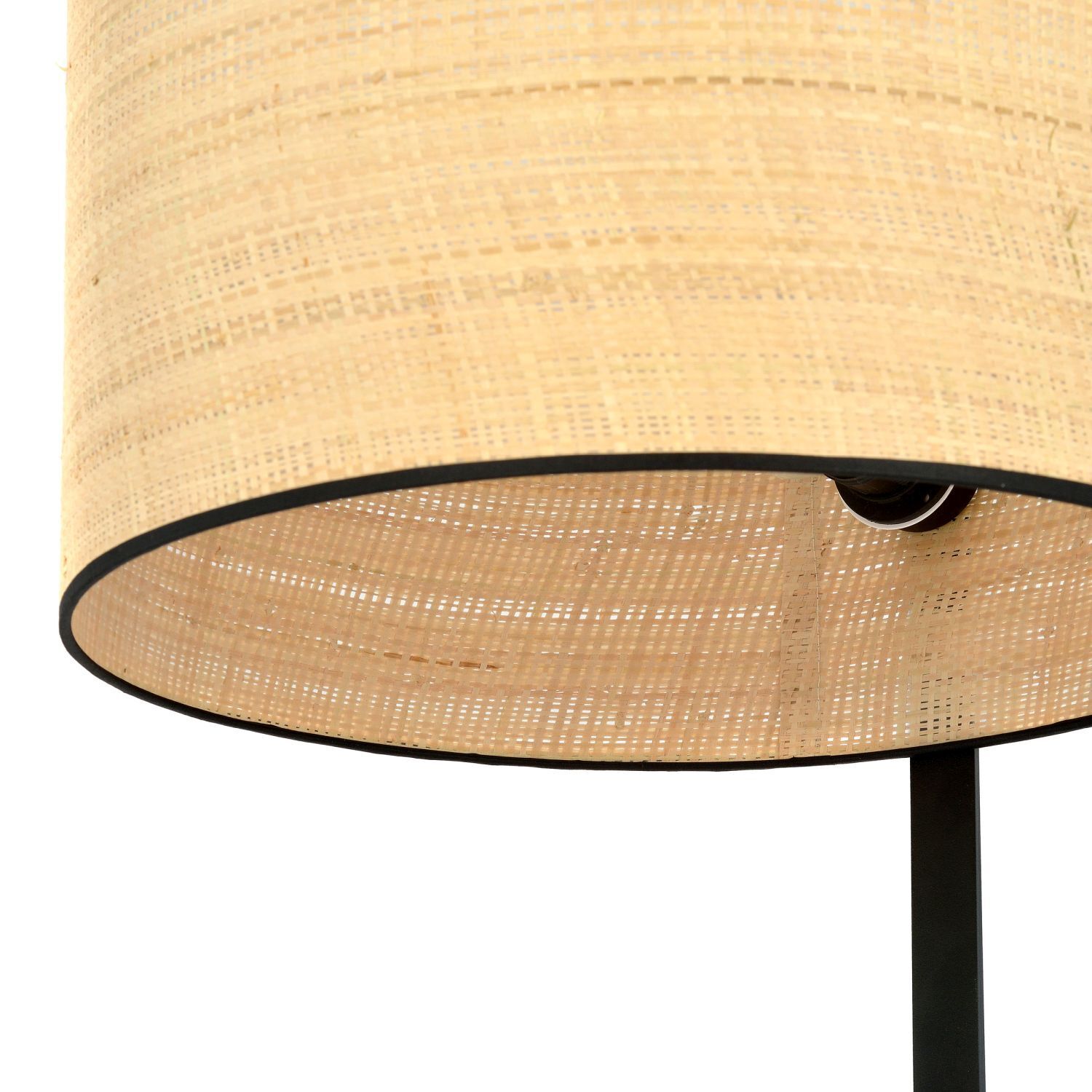 Stehlampe Metall Rattan 157 cm Modern in Schwarz Natur E27
