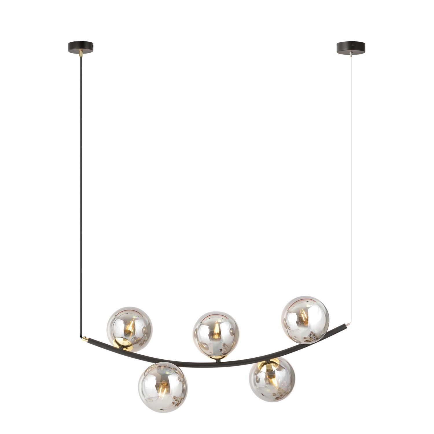 Pendelleuchte Rauchglas Metall B: 80 cm H: max. 1 m 5x E14