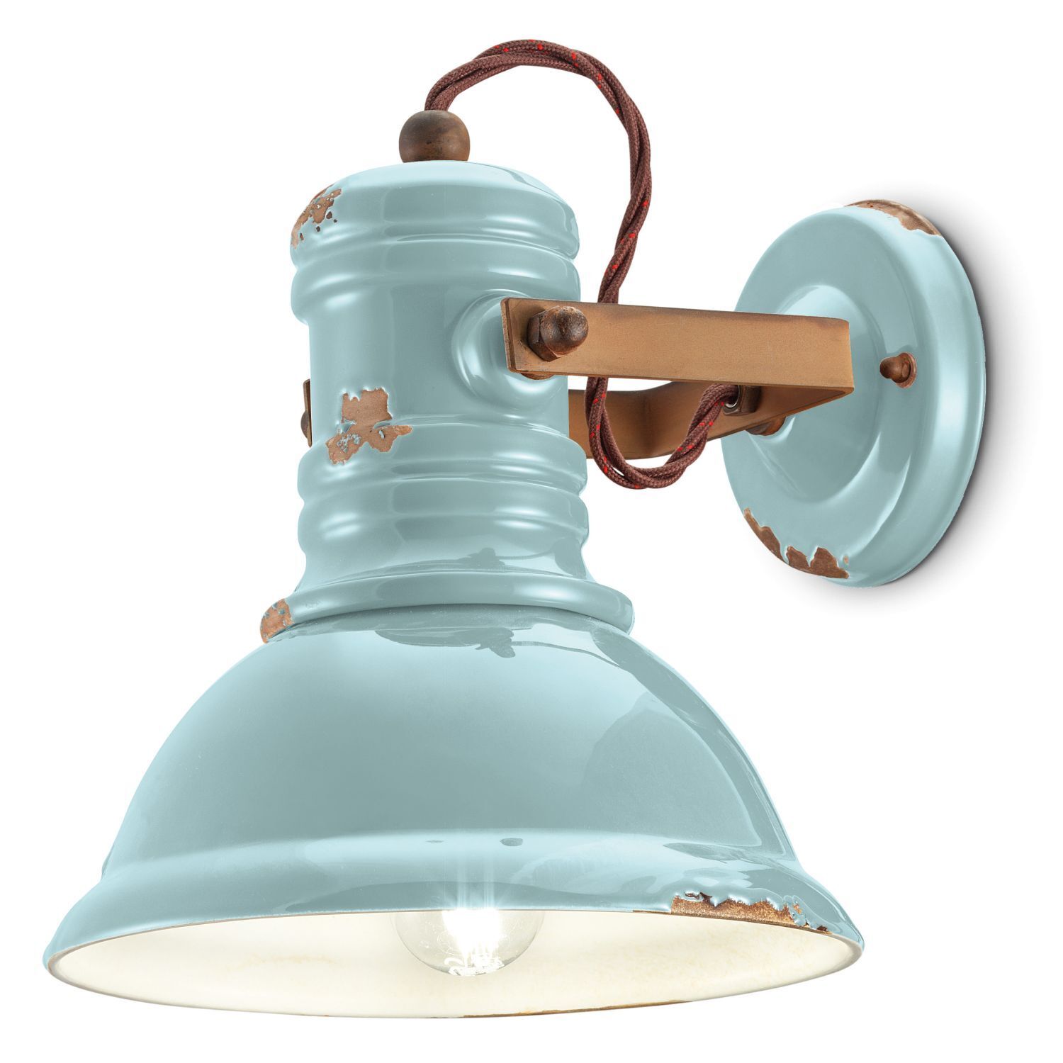 Wandlampe Keramik E27 verstellbar Hellblau Shabby Industrial