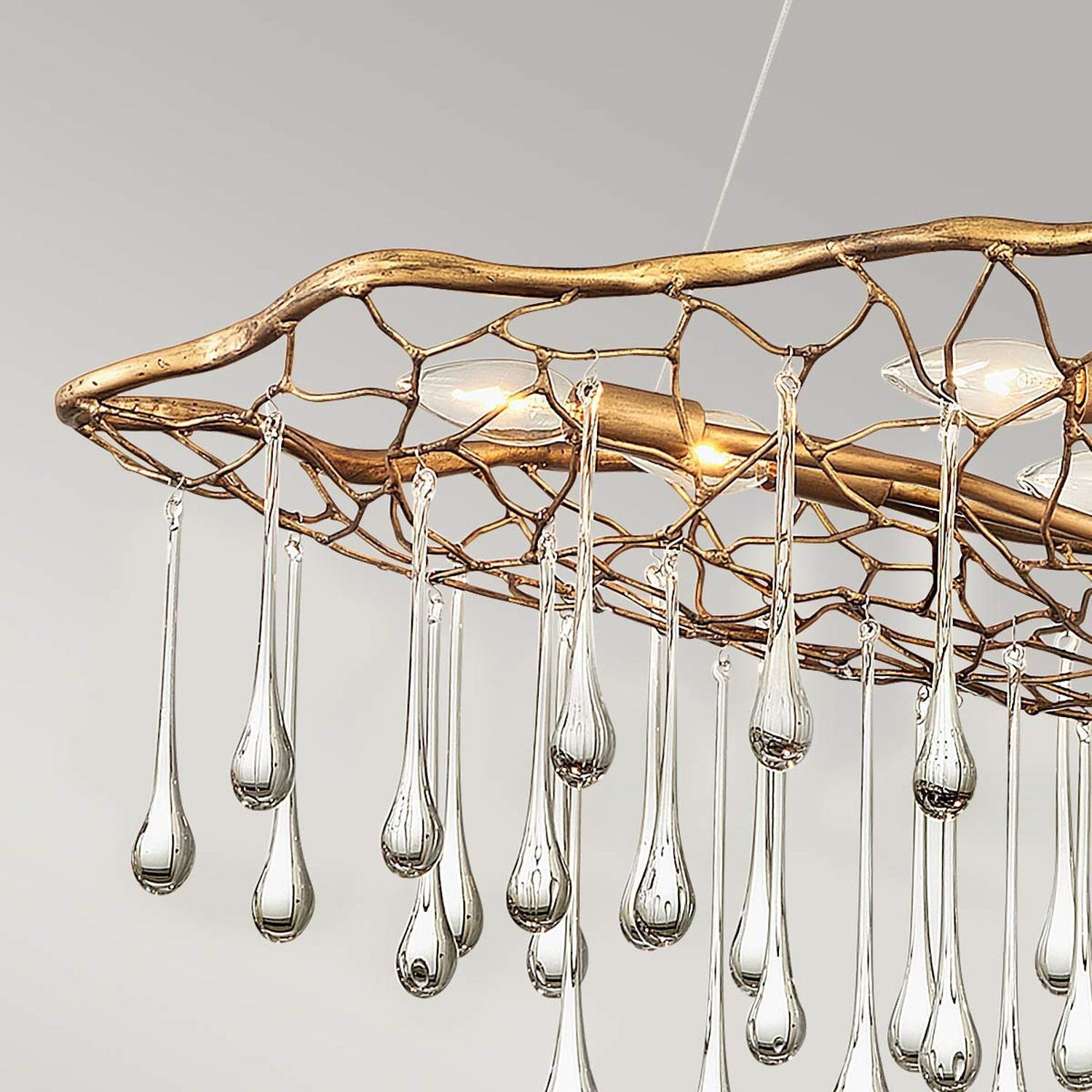 Hängeleuchte Kristall Metall 106,7 cm lang in Gold 8x E14