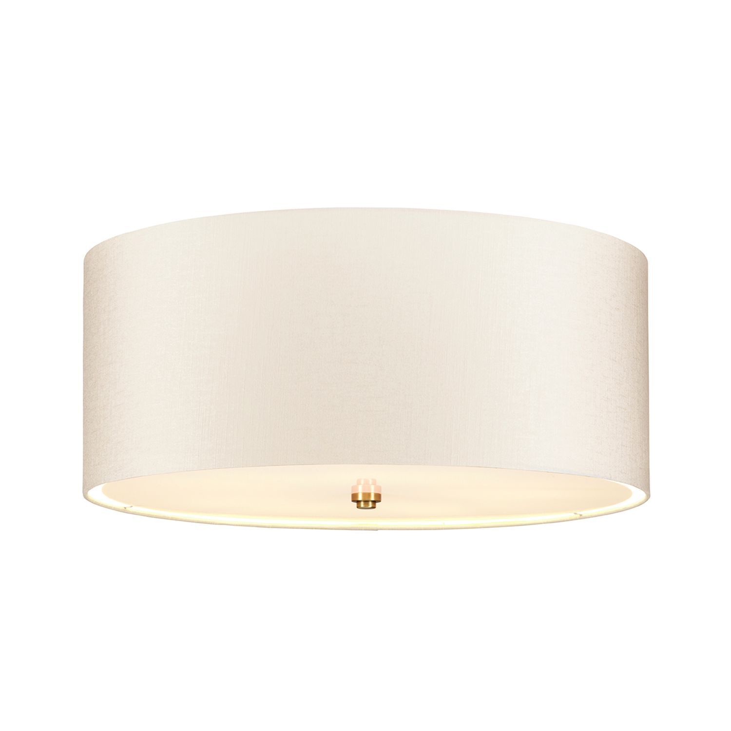 Deckenleuchte Stoff Schirm in Creme Messing rund Ø56cm