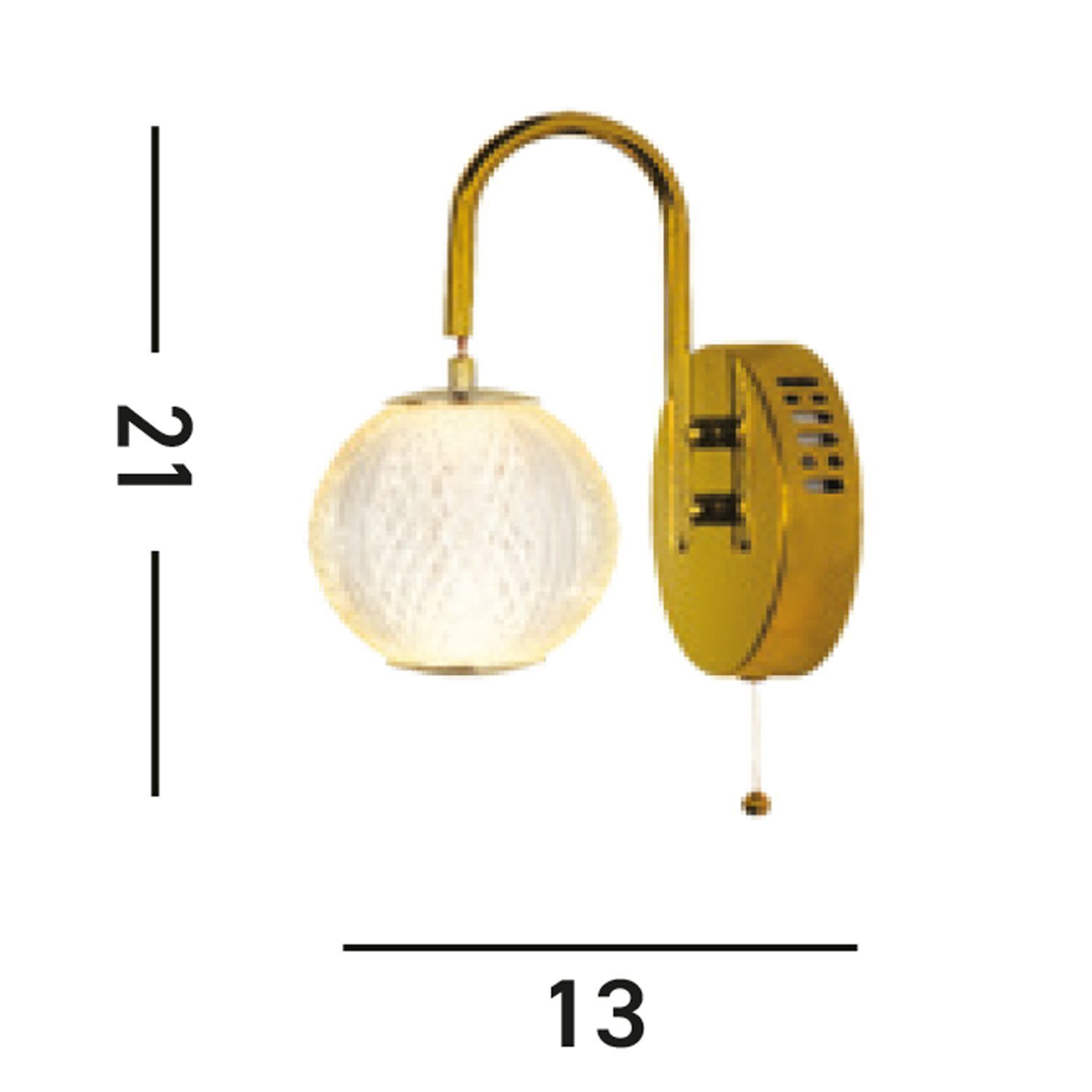 LED Wandlampe in Messing Metall 430 lm mit Zugschalter