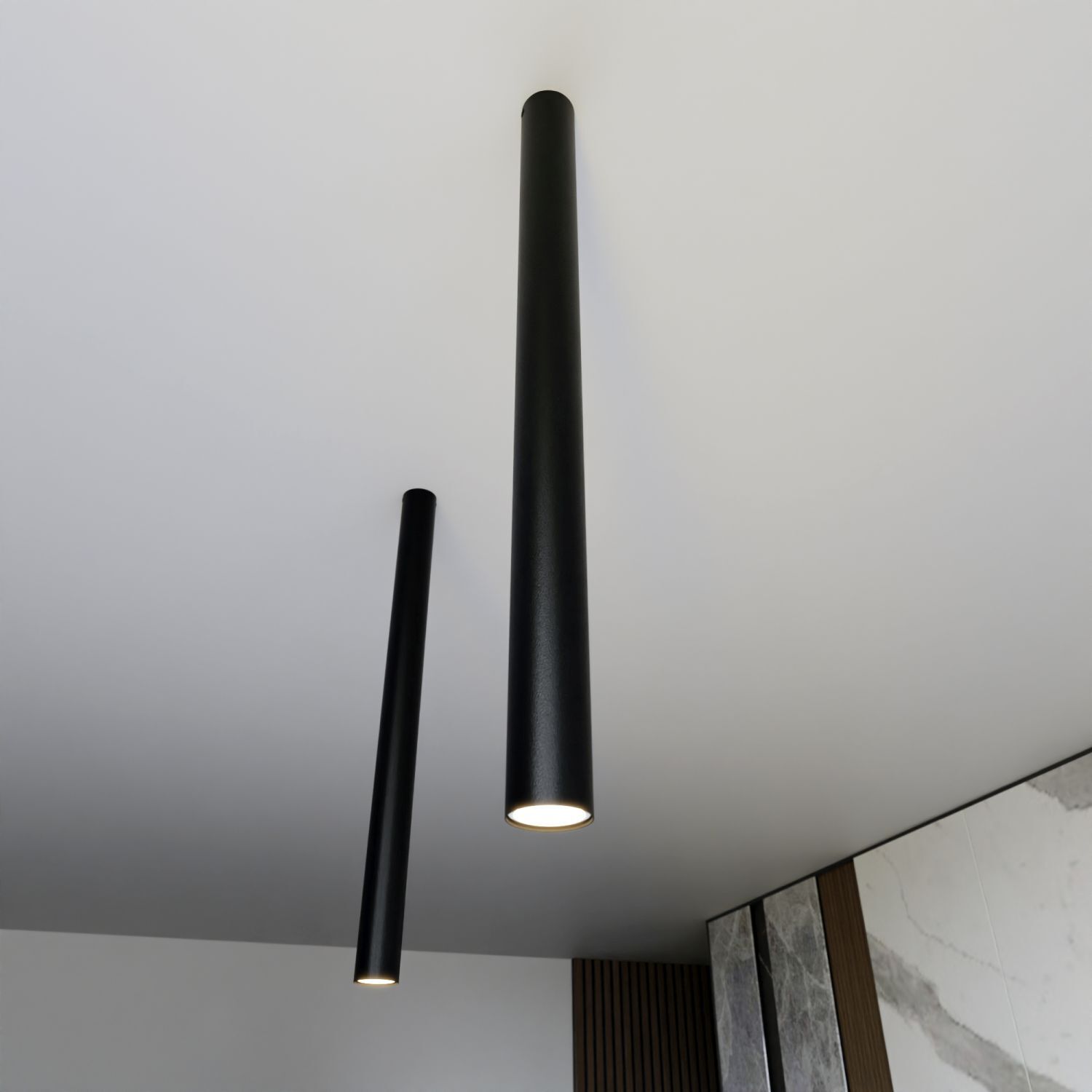 Aufputz Deckenlampe Metall XXL H: 80 cm D: 6 cm GU10 Schwarz