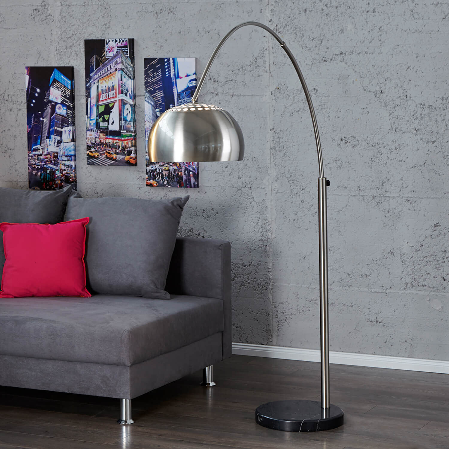 Stehleuchte Ø34cm Retro elegant verstellbar Chrom Lampe, Stehlampe