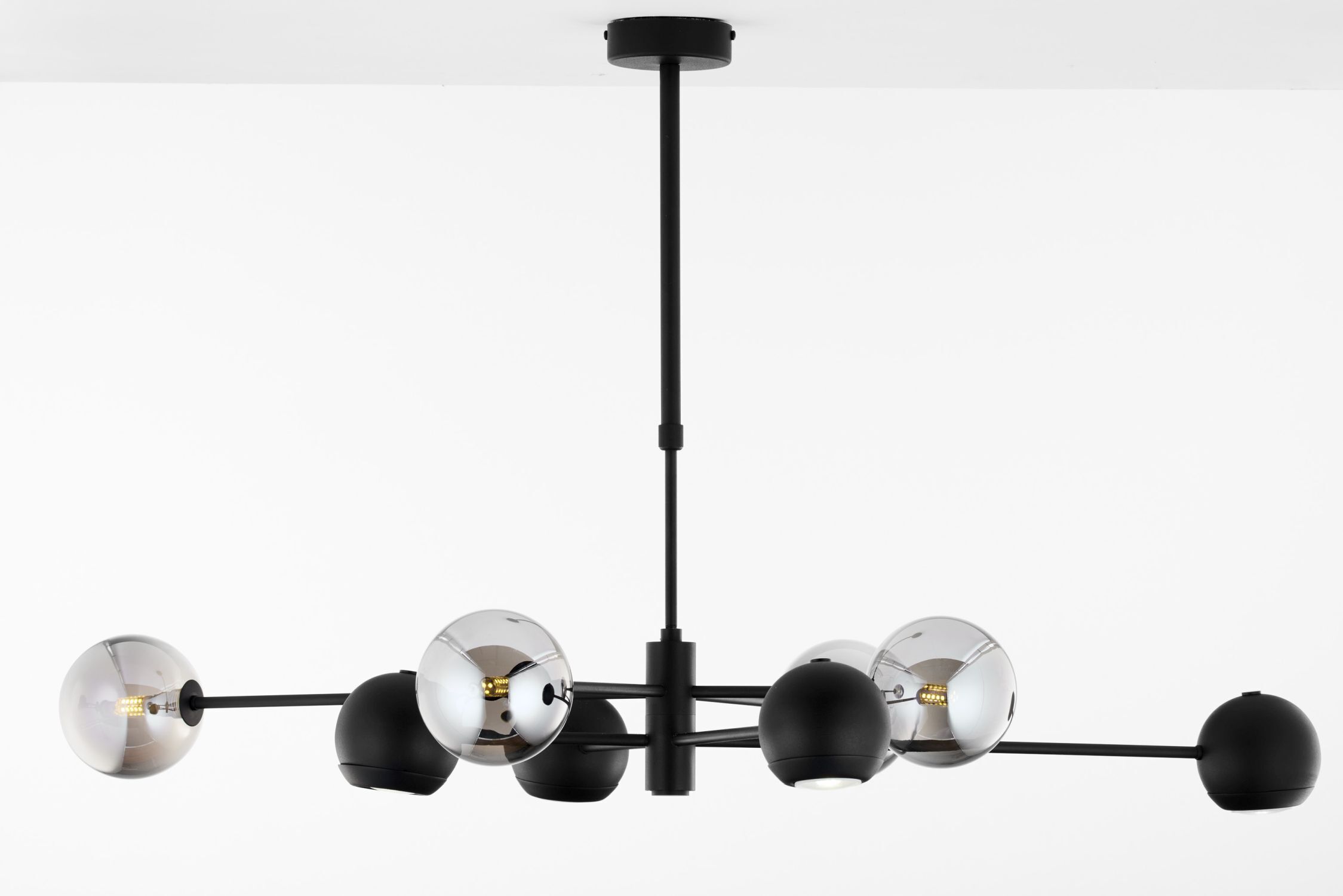 Deckenlampe Metall Glas 100 cm Schwarz Chrom 8-flammig