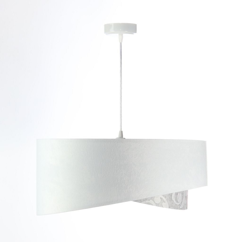 Hängeleuchte Weiß Grau Silber E27 rund D: 50 cm Stoff