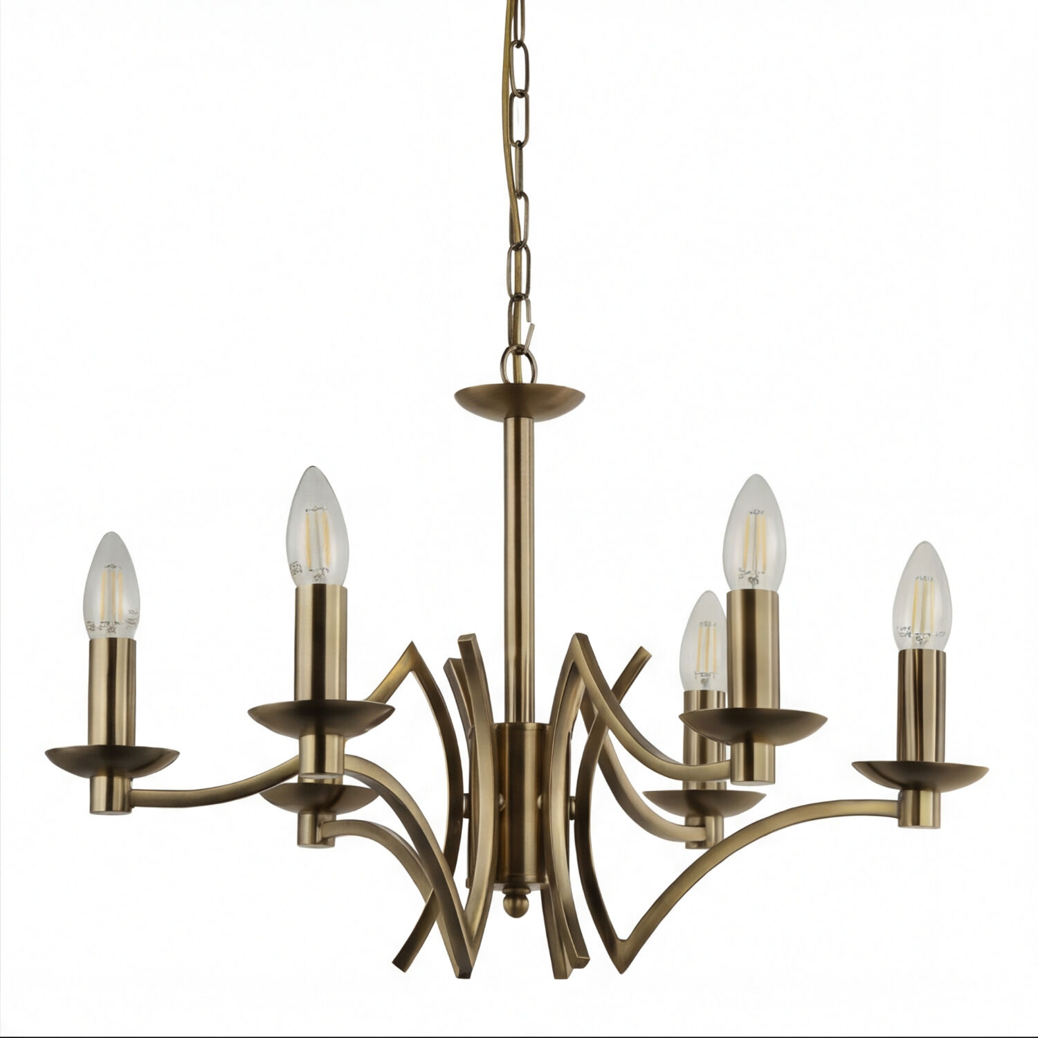 Kronleuchter Esszimmer Ø 56 cm in Messing antik 6-armig E14 Chandelier, Beleuchtung, Bronze, Messing, Kerzenstil