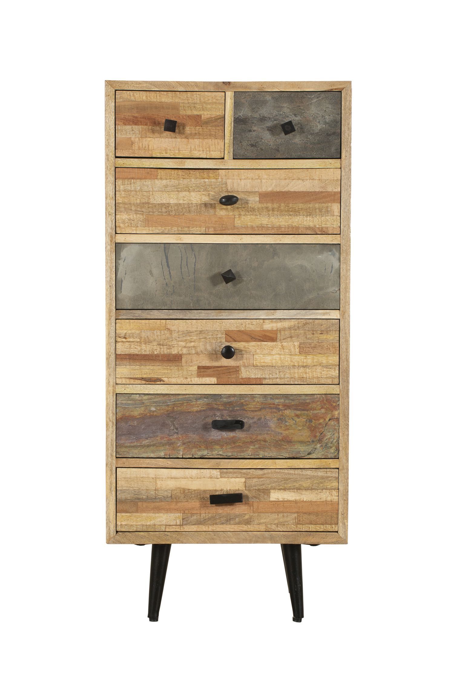 Kommode Holz Stahl H: 112 cm Modern dekorativ Moebel, Schublade, Kabinett, Postfach, Kommode