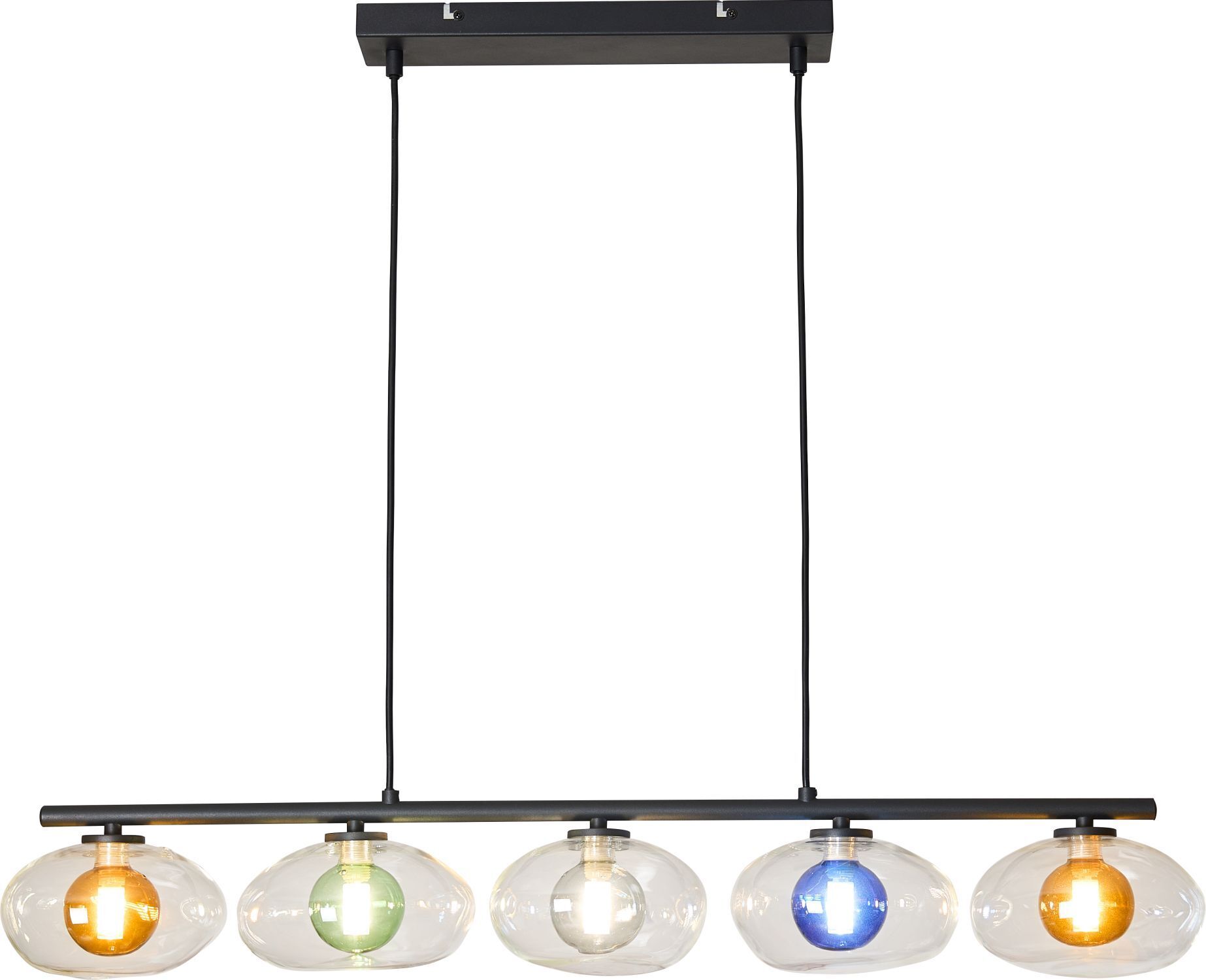 Hängelampe Glas geblasen Bunt 98 cm G9 5-flmg dekorativ