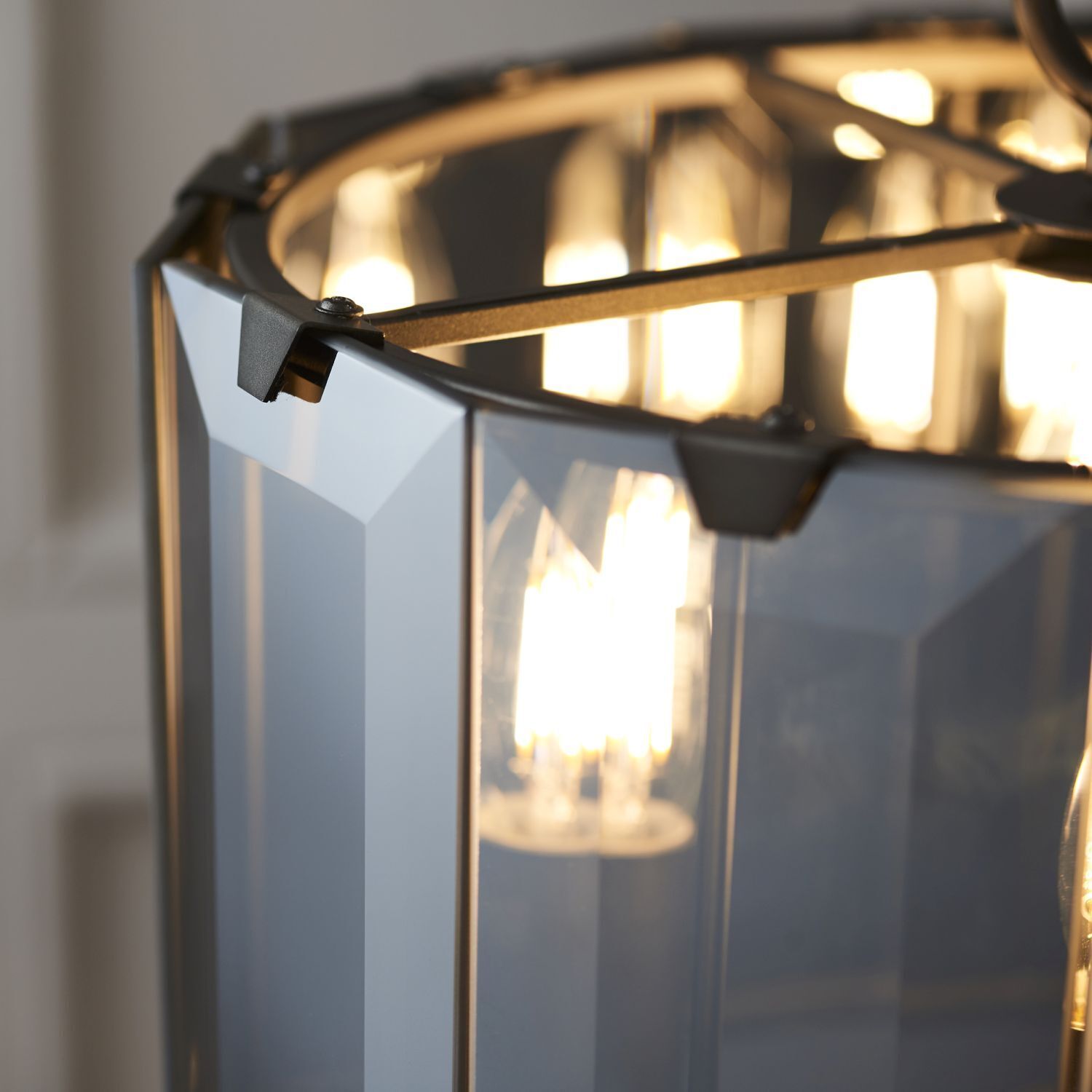 Hängelampe Rauchglas Metall Ø 35 cm rund 4x E14 elegant