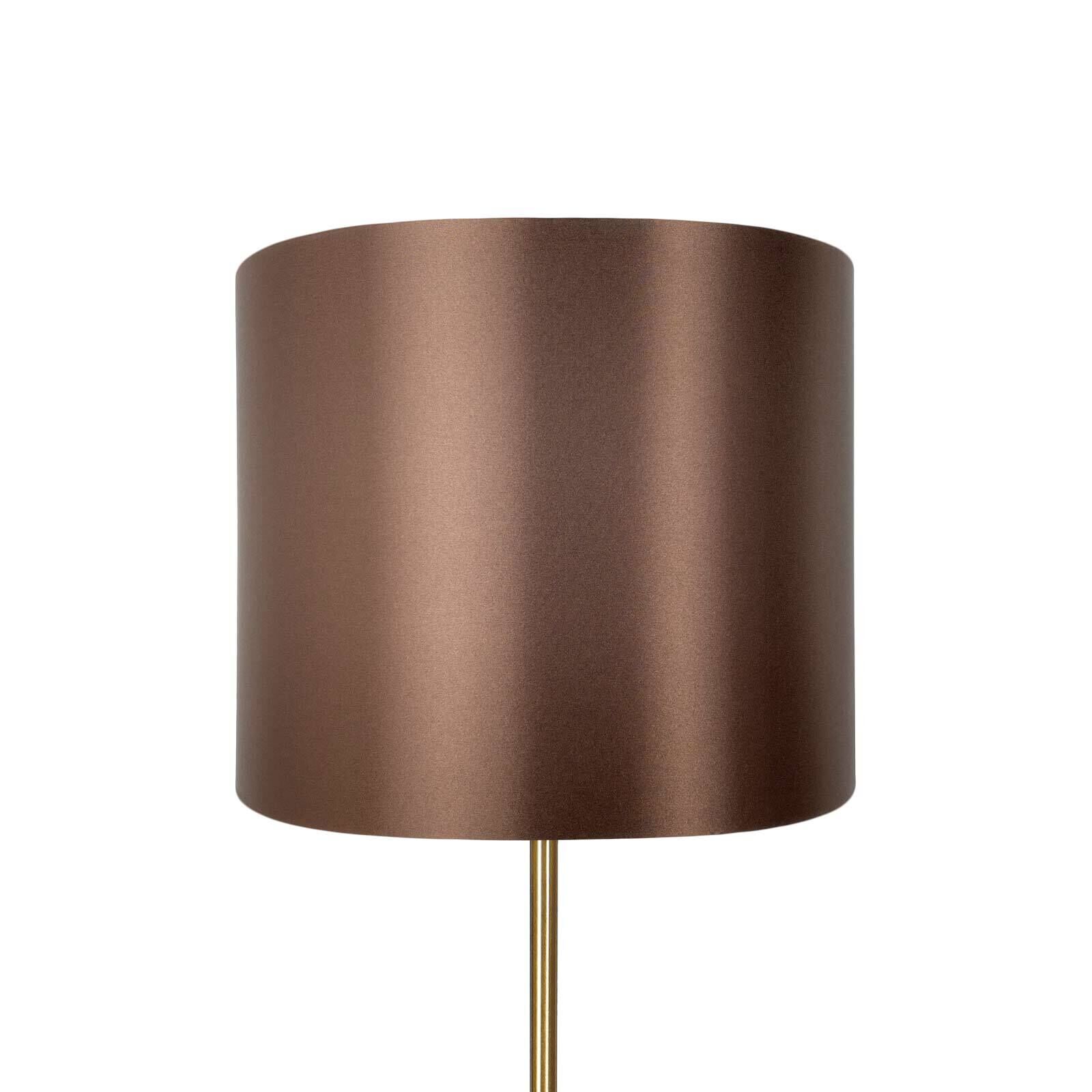Stehlampe E27 160,5 cm in Bronze hell Braun Messing Stoff