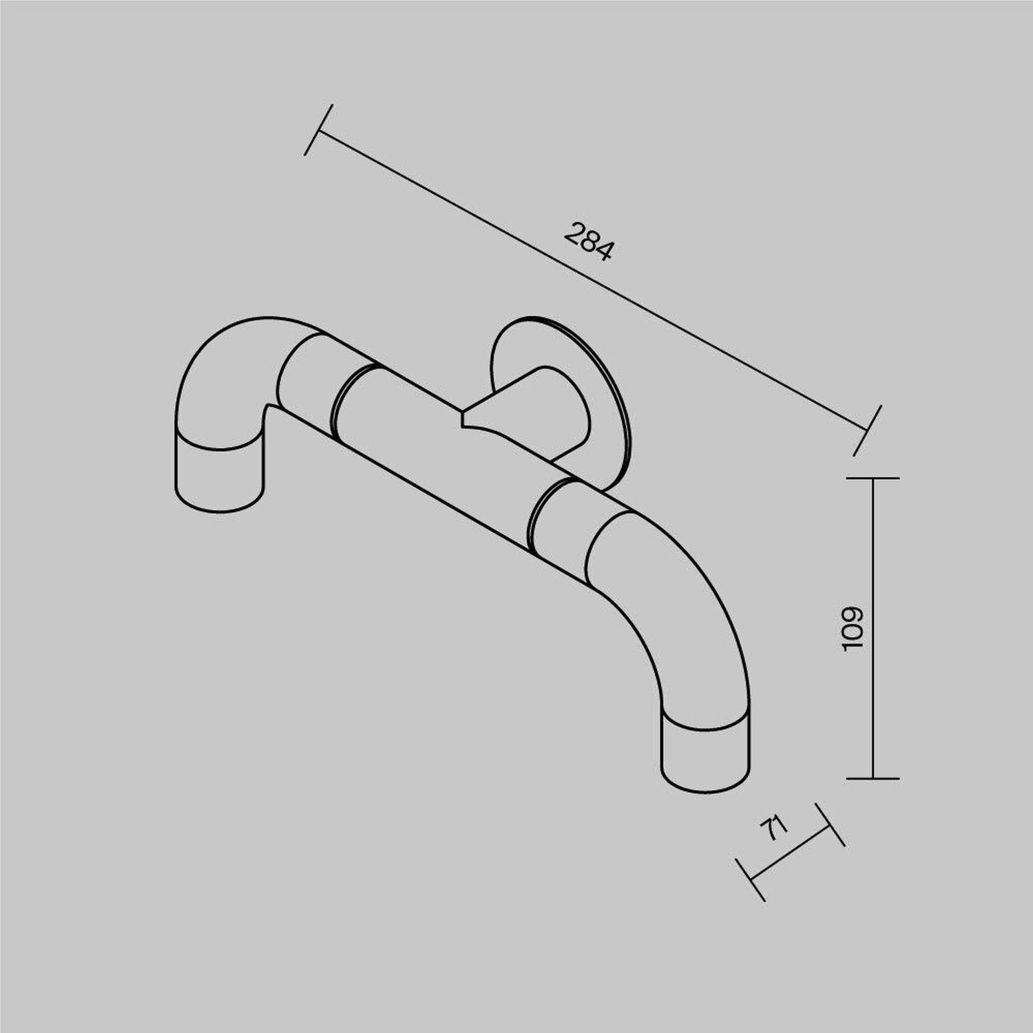 LED Wandlampe Edelstahl IP65 T:7 cm 3000 K 2-flammig Rohrleitung, Rohrbogen, Anschlussrohr, Armaturen-Set, Technische Zeichnung