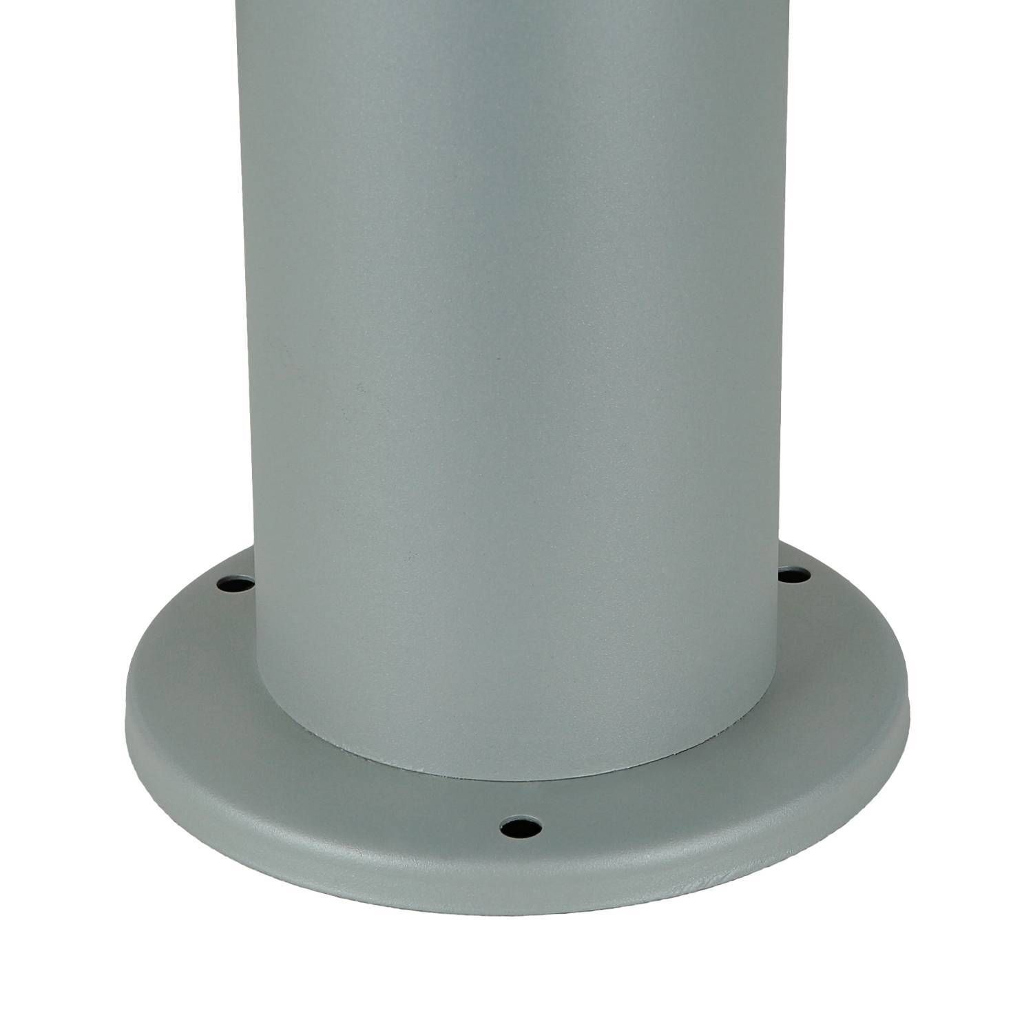 Pollerleuchte 80 cm IP44 Grau Weiß Edelstahl E27 Basisstütze, Säulenfuß, Metall, Grau, Basisplatte