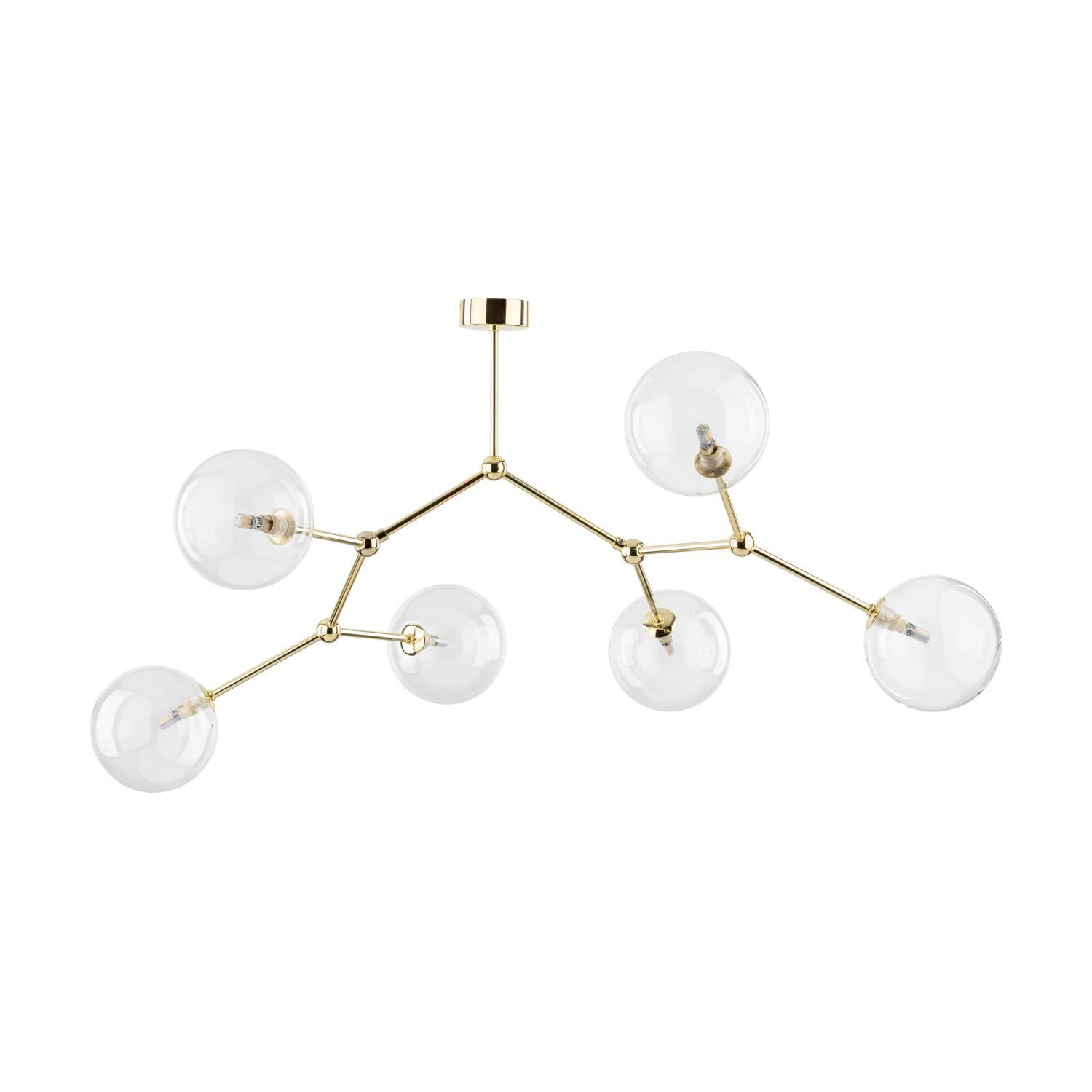 Deckenleuchte Glas Metall 107 cm lang in Gold G9 6-flammig Leuchter, Lampe, Deckenleuchte