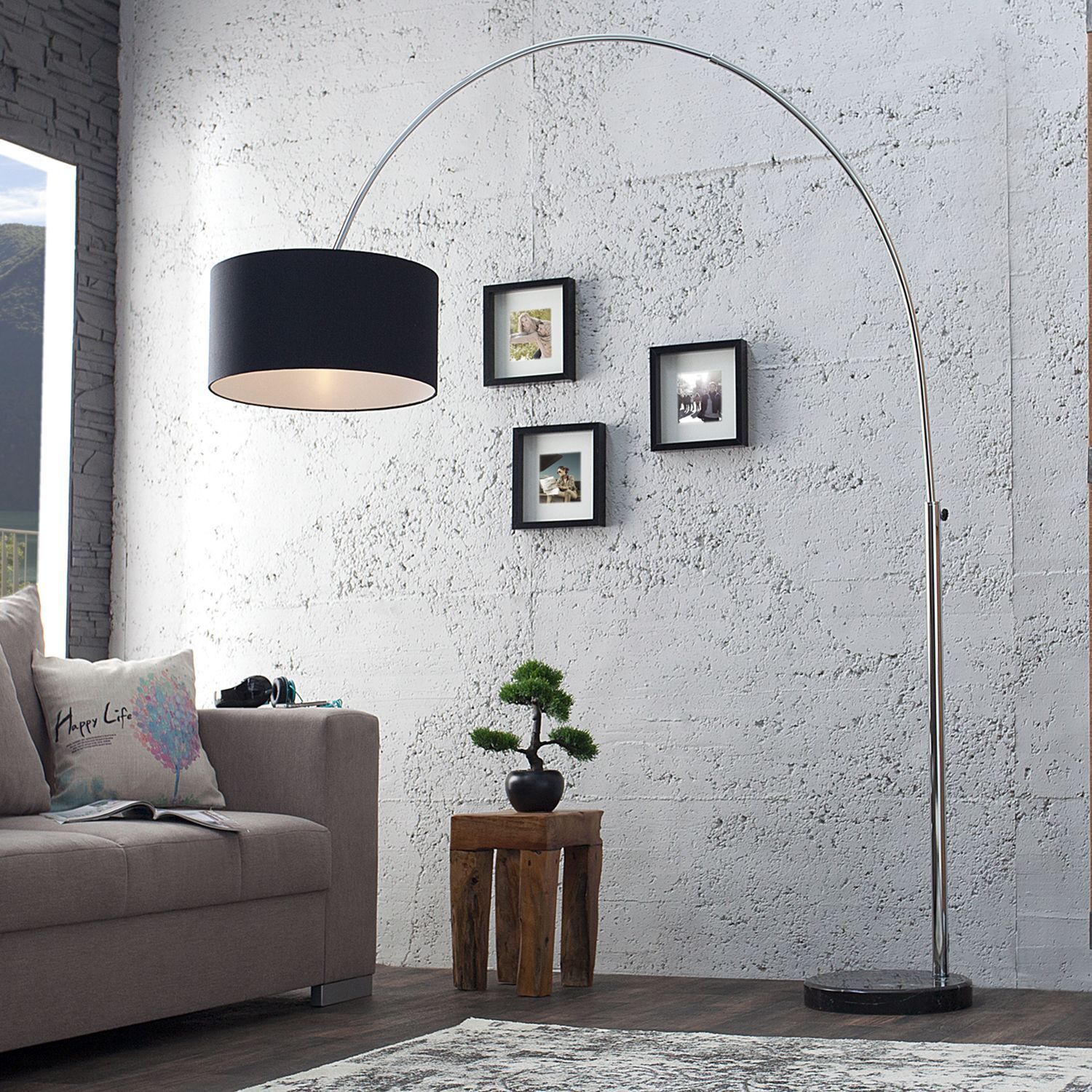 Elegant Standlampe Retro Chrom Schwarz 180cm Lampe, Stehlampe, Pflanze