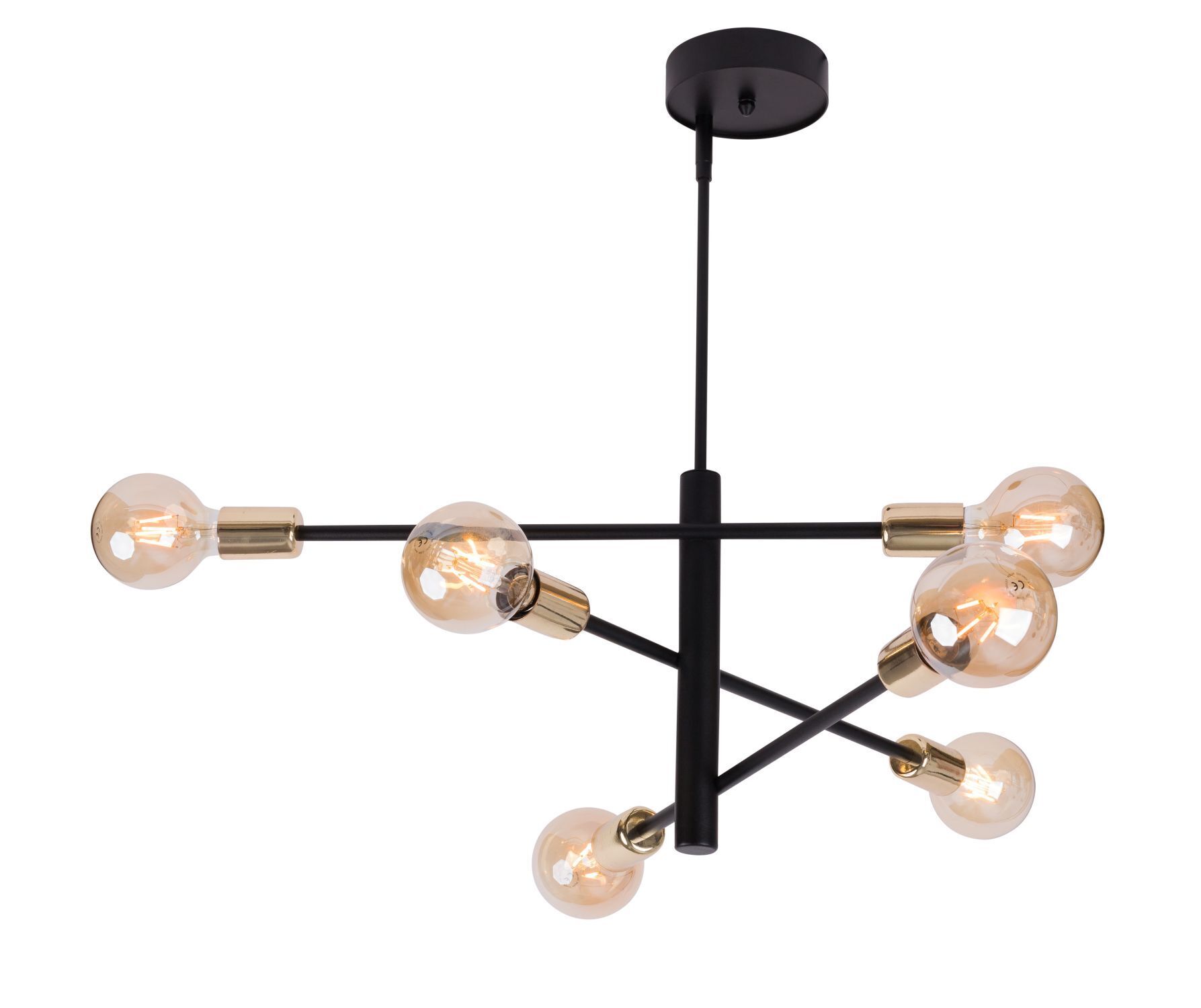 E27 Pendelleuchte Gold Schwarz B:69 cm Mehrflammig