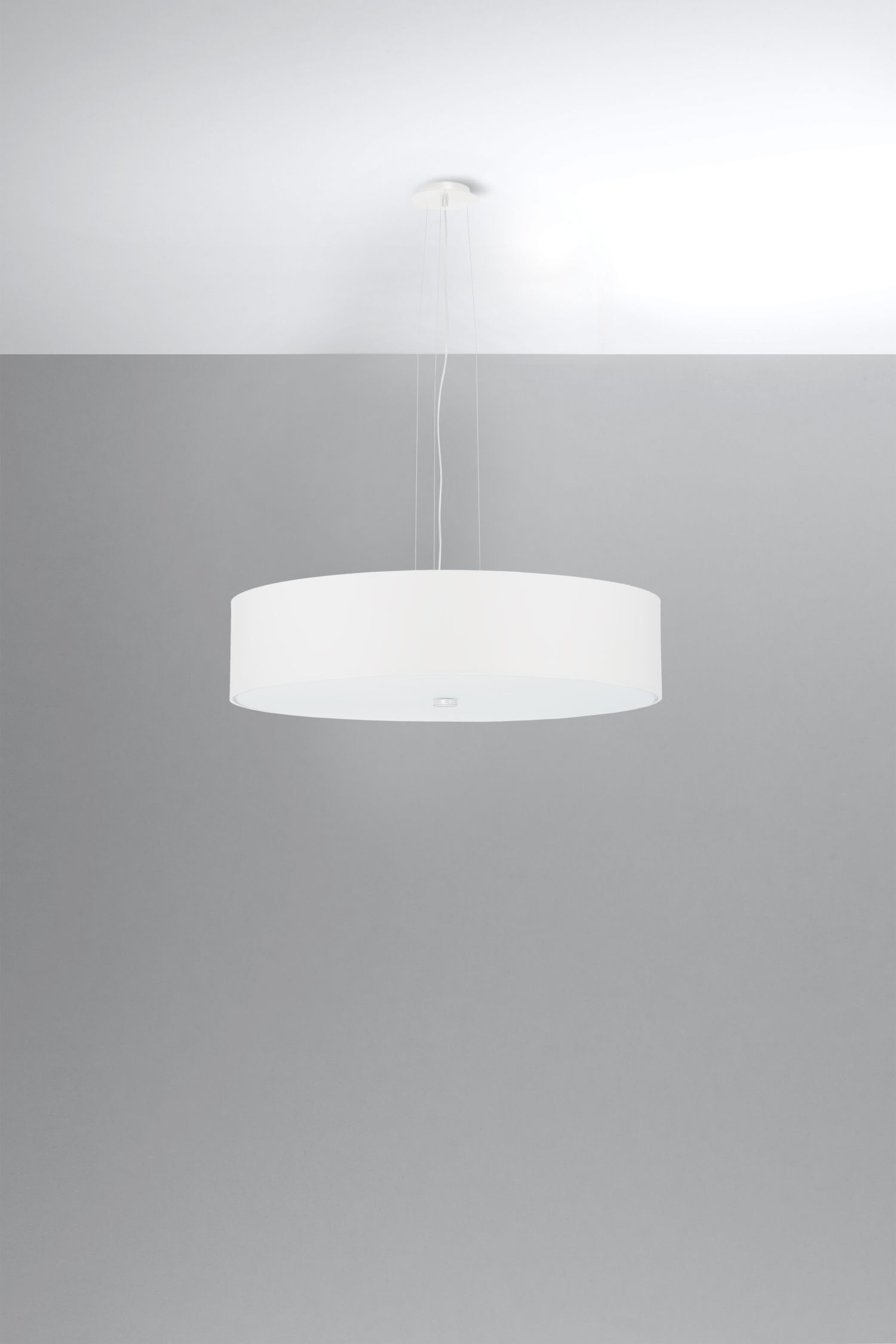 Hängelampe Stoff Glas Ø 50 cm rund Weiß 5x E27 ZIROLI