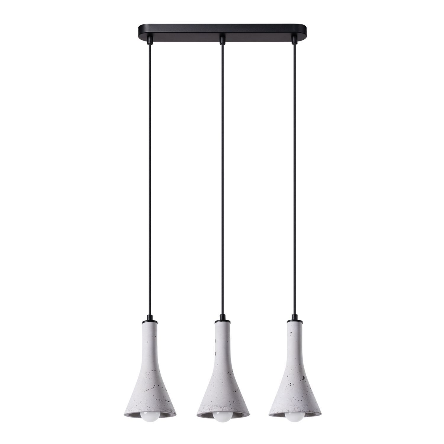 Pendelleuchte Beton Grau Schwarz E14 46 cm 3-flammig Hängeleuchte, Drei Lampen, Kosmos-Design, Steinoptik, Halterung schwarz