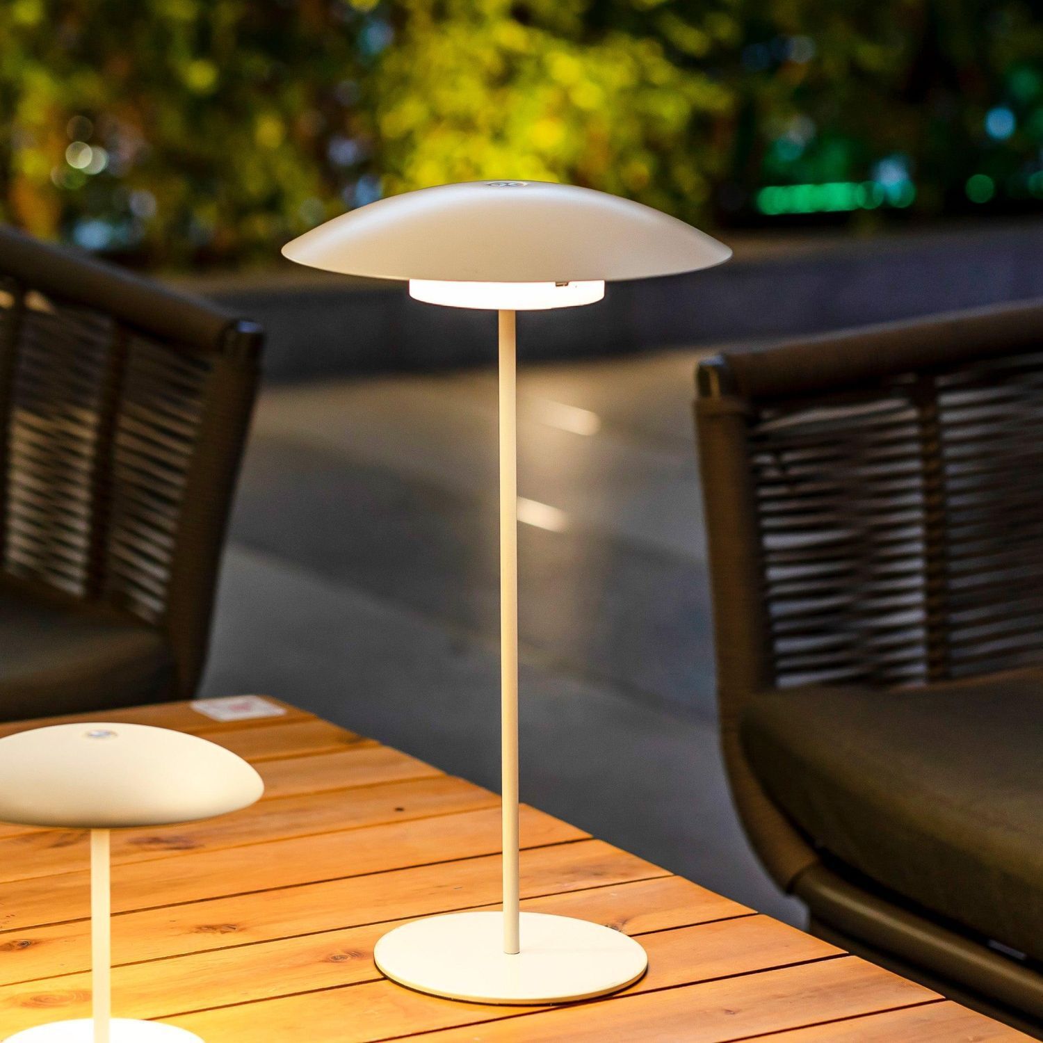 LED Tischlampe kabellos Akku Touch H: 40 cm IP44 Weiß