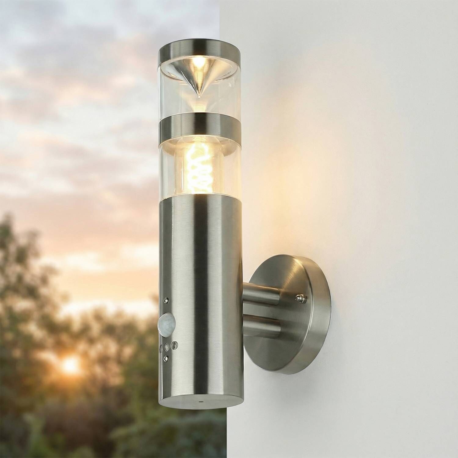 Außenleuchte mit Bewegungsmelder GU10 IP54 Edelstahl Wandlampe, Außenleuchte, Edelstahl, LED-Lampe, Wandhalterung