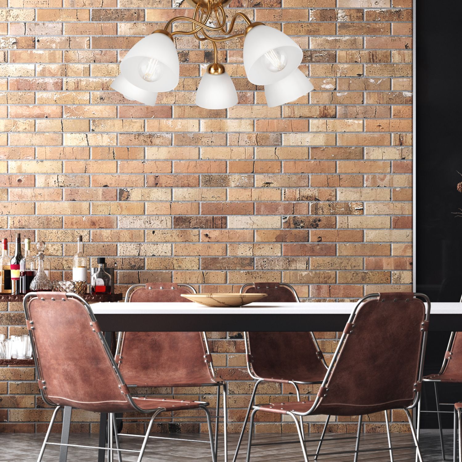 Innenarchitektur, Esszimmer, Esstisch, Tisch, Backstein