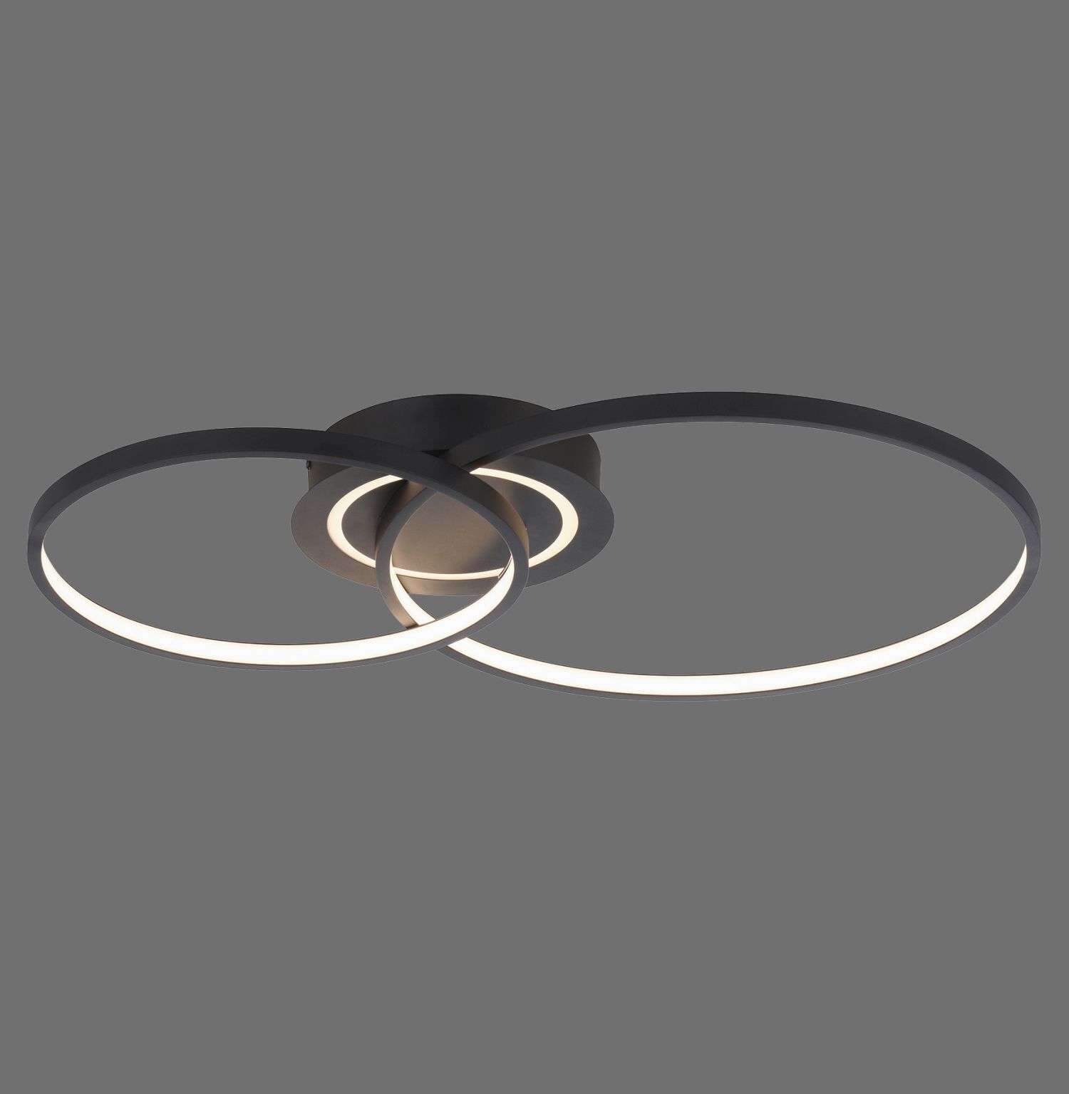 Stilvolle LED Deckenleuchte Metall Schwarz 3000 K Ringe