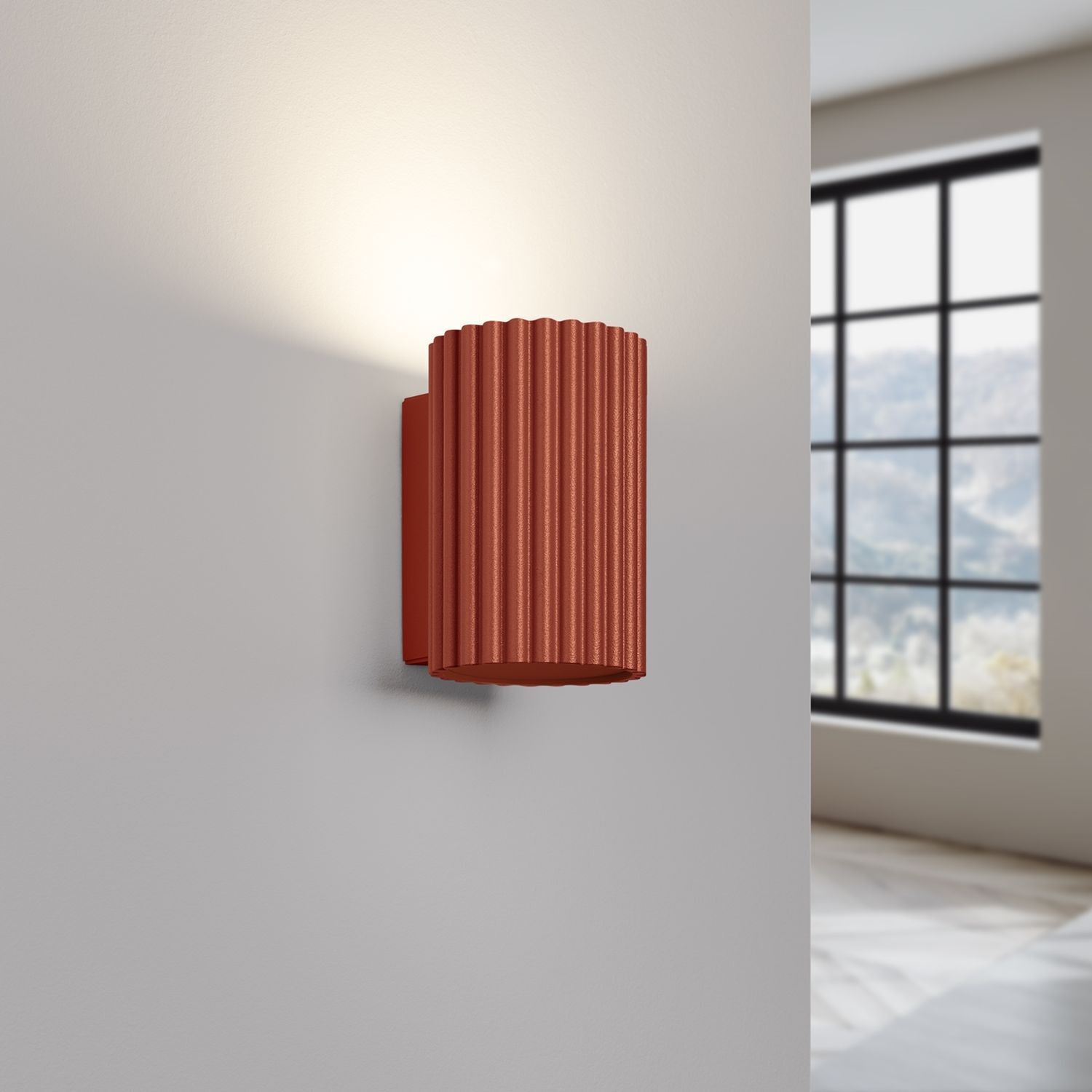 Wandleuchte Rot klein H: 10 cm Aluminium GU10 Indoor Drinnen, Innenarchitektur, Lampe