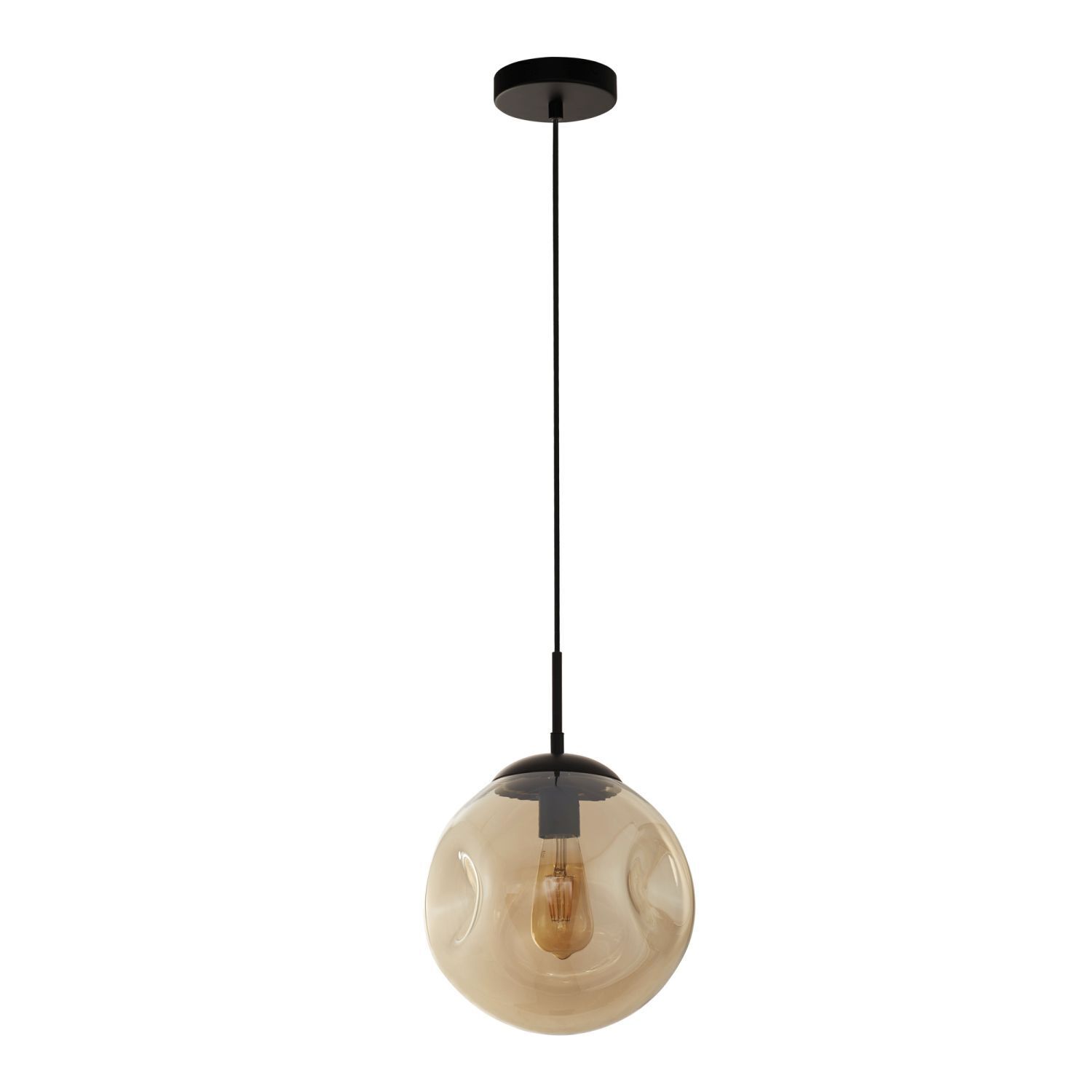 Hängeleuchte Schwarz Champagner E27 D: 25 cm Glas TALIA