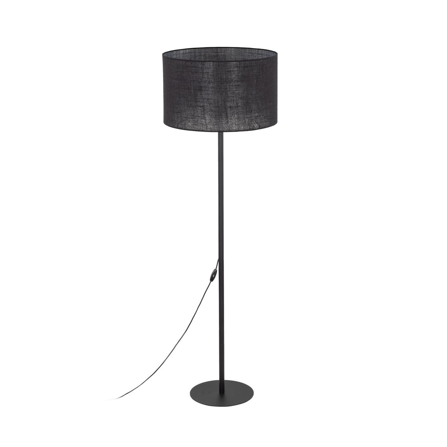 Stehleuchte Schwarz 160 cm Ø 50 cm Metall Stoff E27 Lampe, Lampenschirm