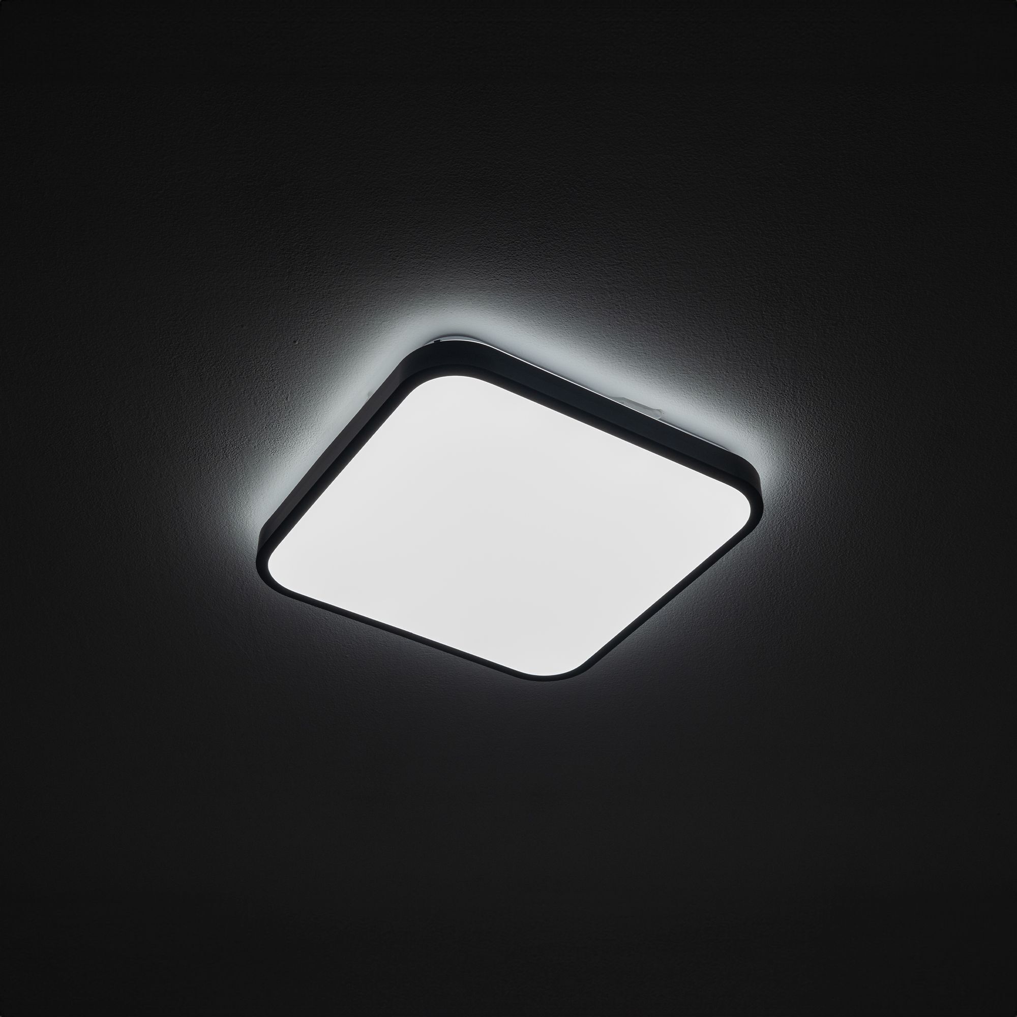 Runde LED Deckenlampe Schwarz Metall 1200 lm Ø33,5 cm decke, deckenleuchte, quadratisch, LED, Wandleuchte
