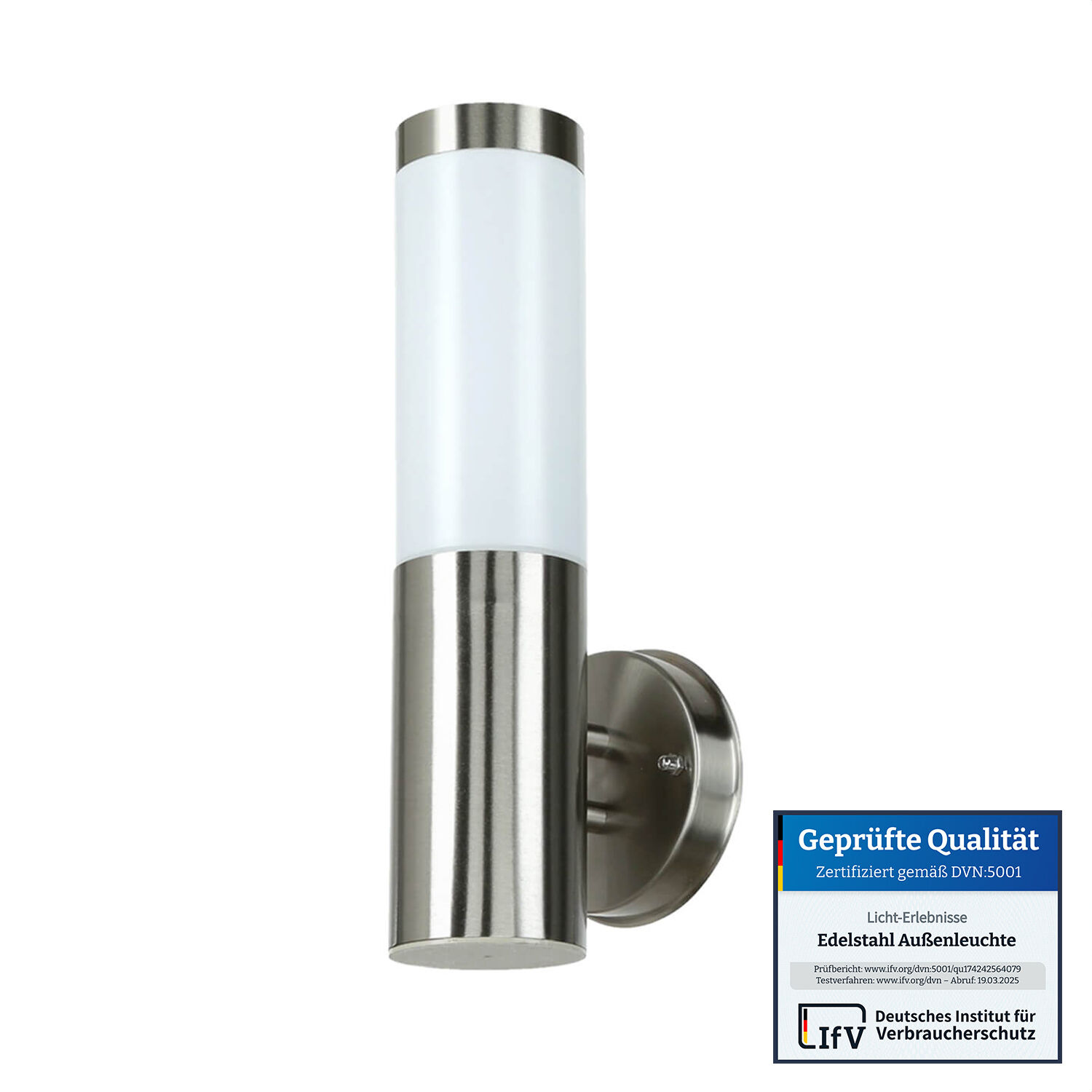 Außenwandleuchte Edelstahl Silber Ø8cm H:34cm Zylinder