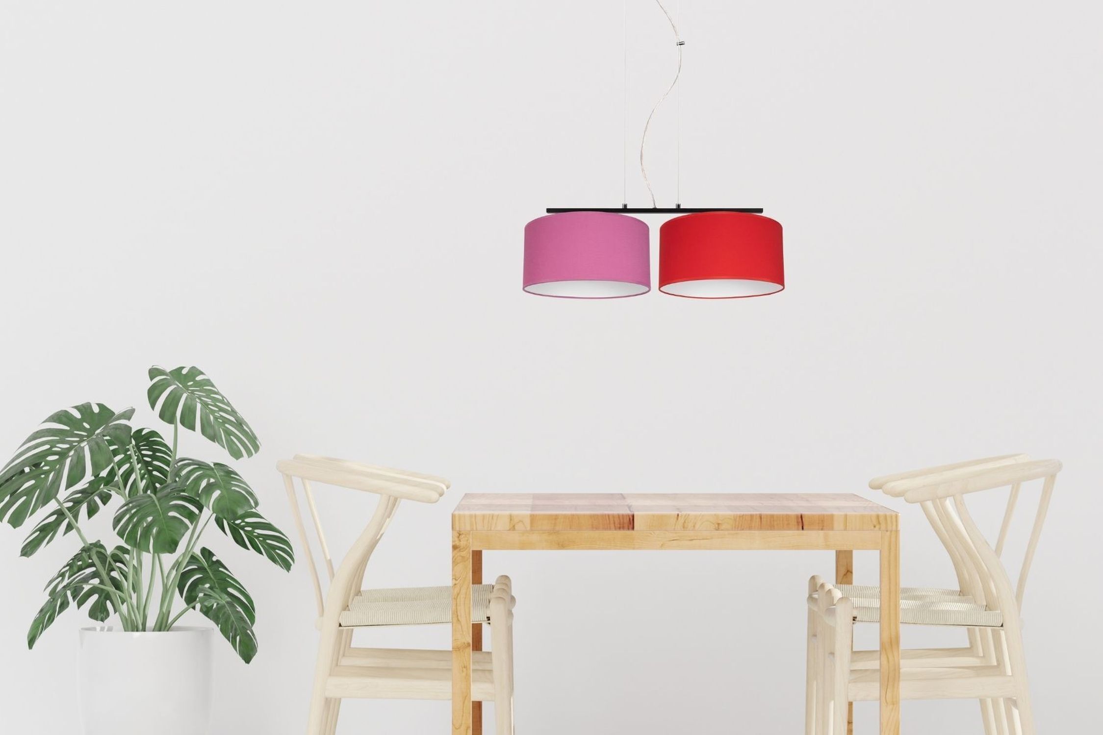 Pendelleuchte Metall Stoff E27 70 cm Rosa Rot blendarm