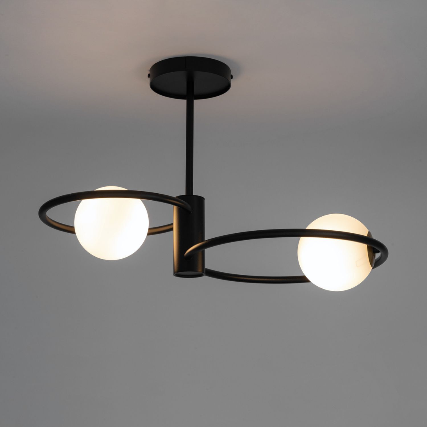 Blendarme Deckenleuchte Glas Schwarz Weiß G9 L:55 cm