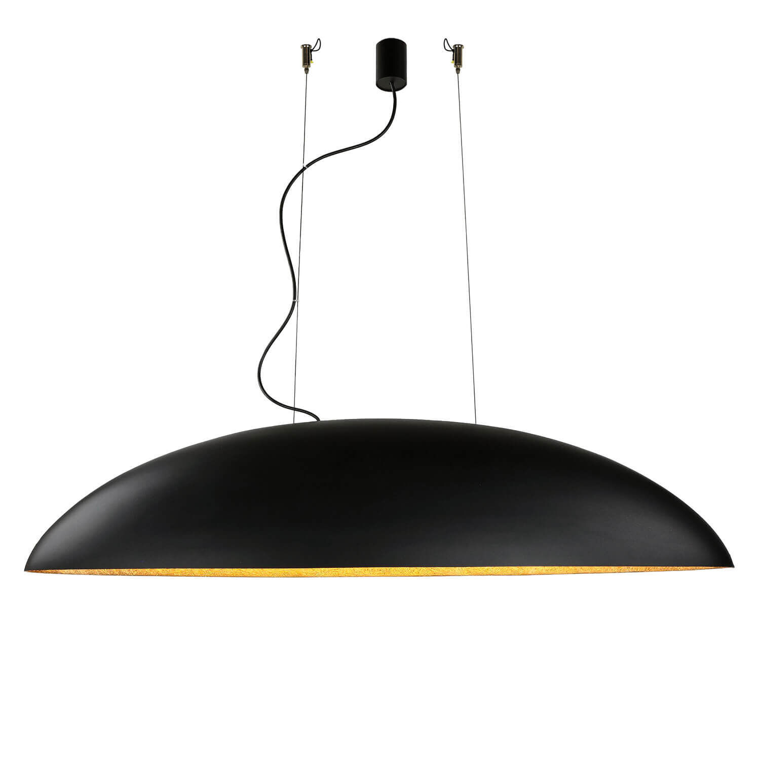 Ovale Pendelleuchte Schwarz Gold L:117cm groß