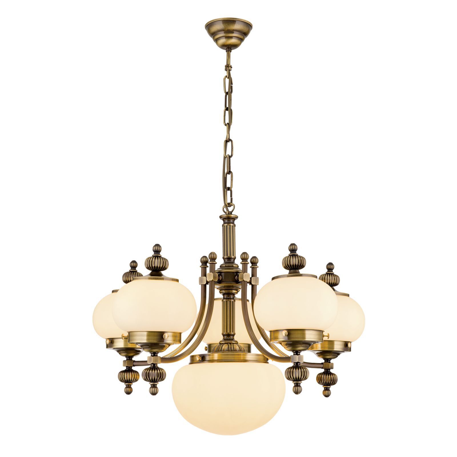 Chandelier, Messing, Glas Kugeln, Pendel, Kette Aufhängung