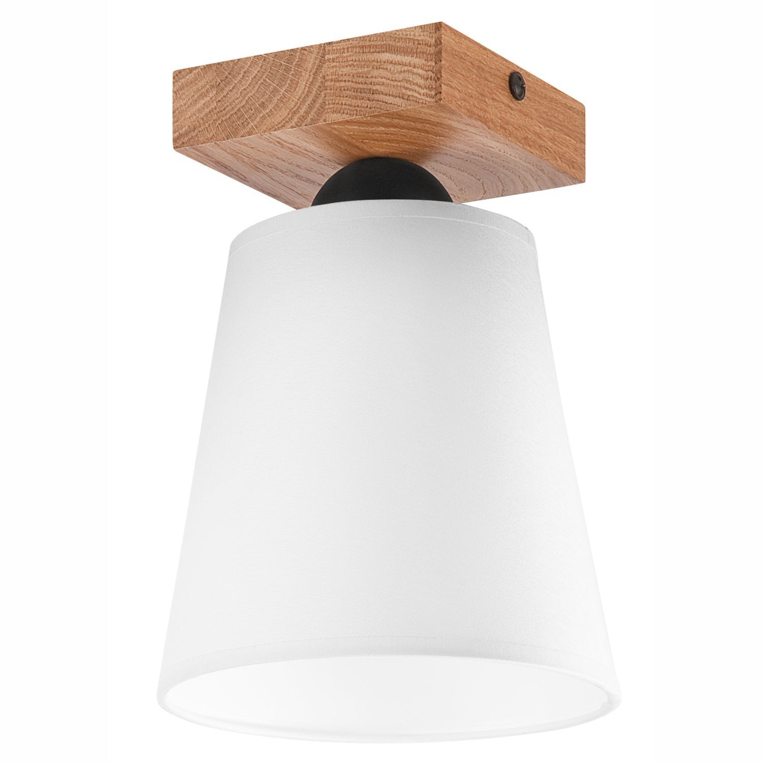 Deckenlampe Weiß Ø 15 cm H: 21 cm klein Stoff Holz Modern Lampe