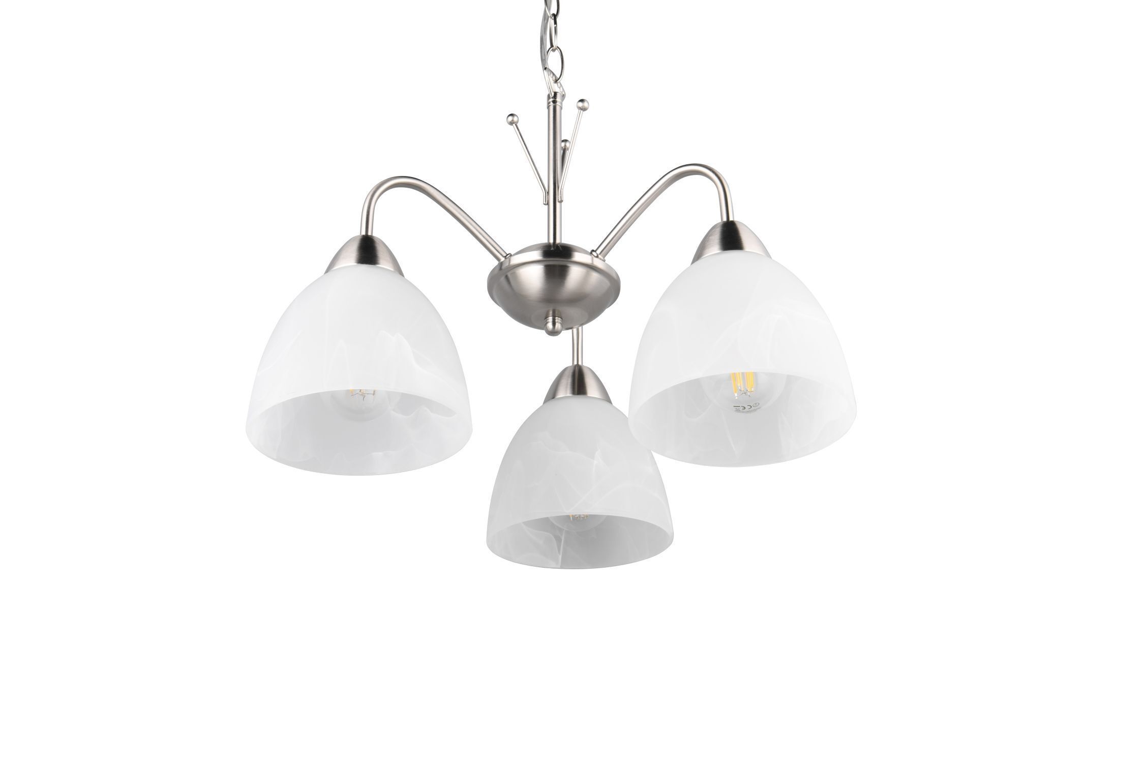 Blendarme Pendelleuchte Metall Glas Nickel Weiß E27 Leuchte, Lampe, Kronleuchter