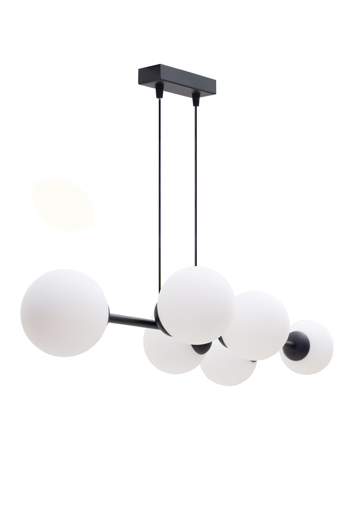 Hängelampe blendarm Glas Metall 100 cm lang E27 Schwarz