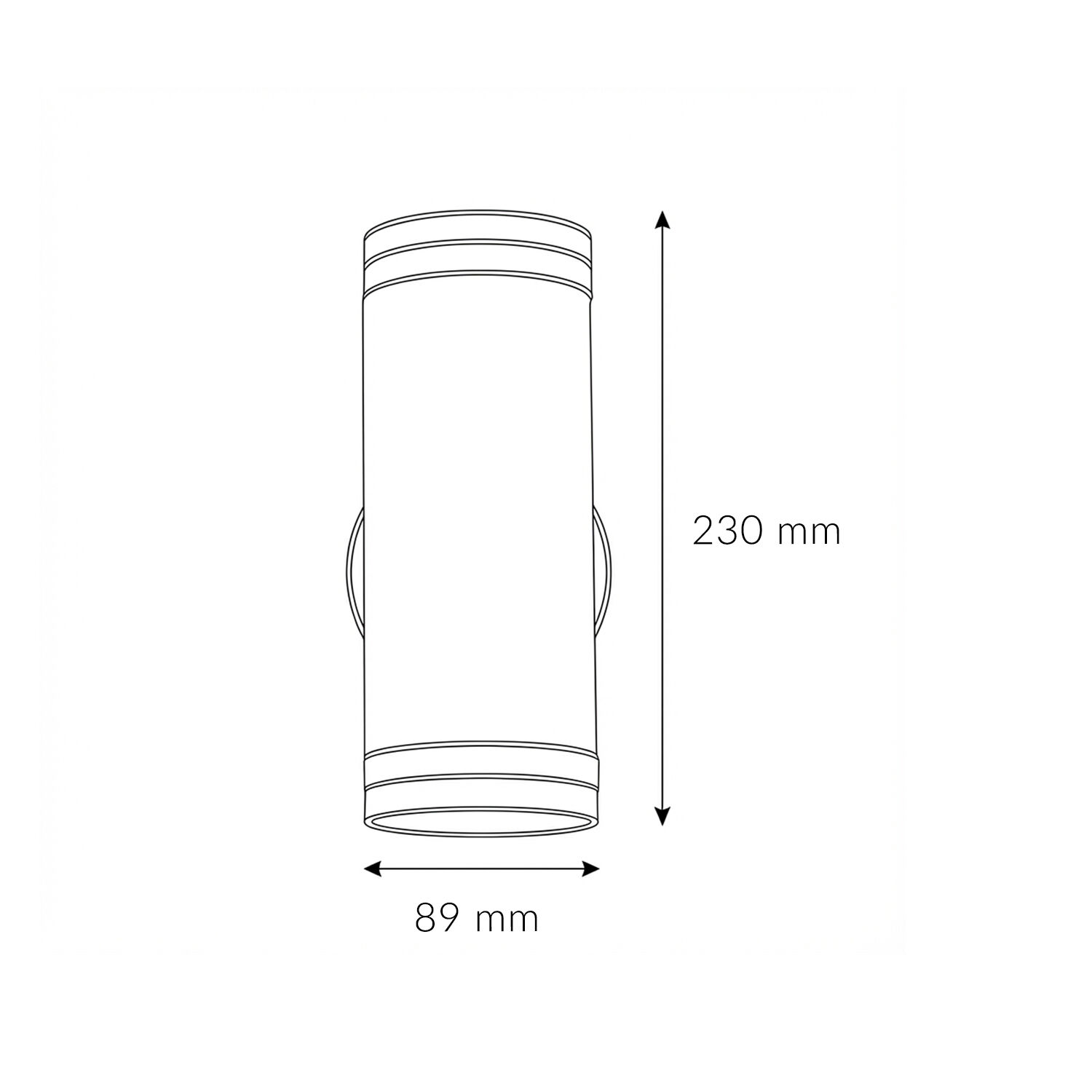 Außenlampe Wand Edelstahl 23 cm hoch IP44 GU10 LED Wandleuchte, Wandlampe, Röhrenform, Maße 230x89mm, Metall