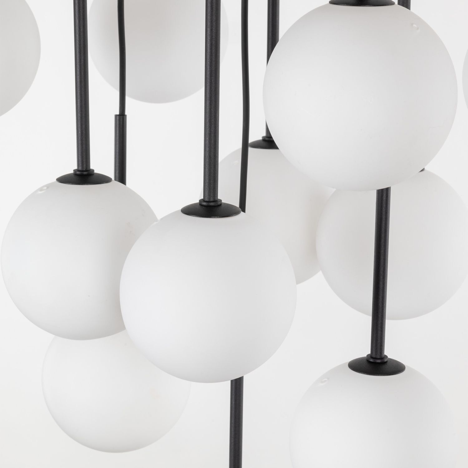 Hängeleuchte Kugel Glas Metall L: 60 cm Schwarz Weiß 13x G9