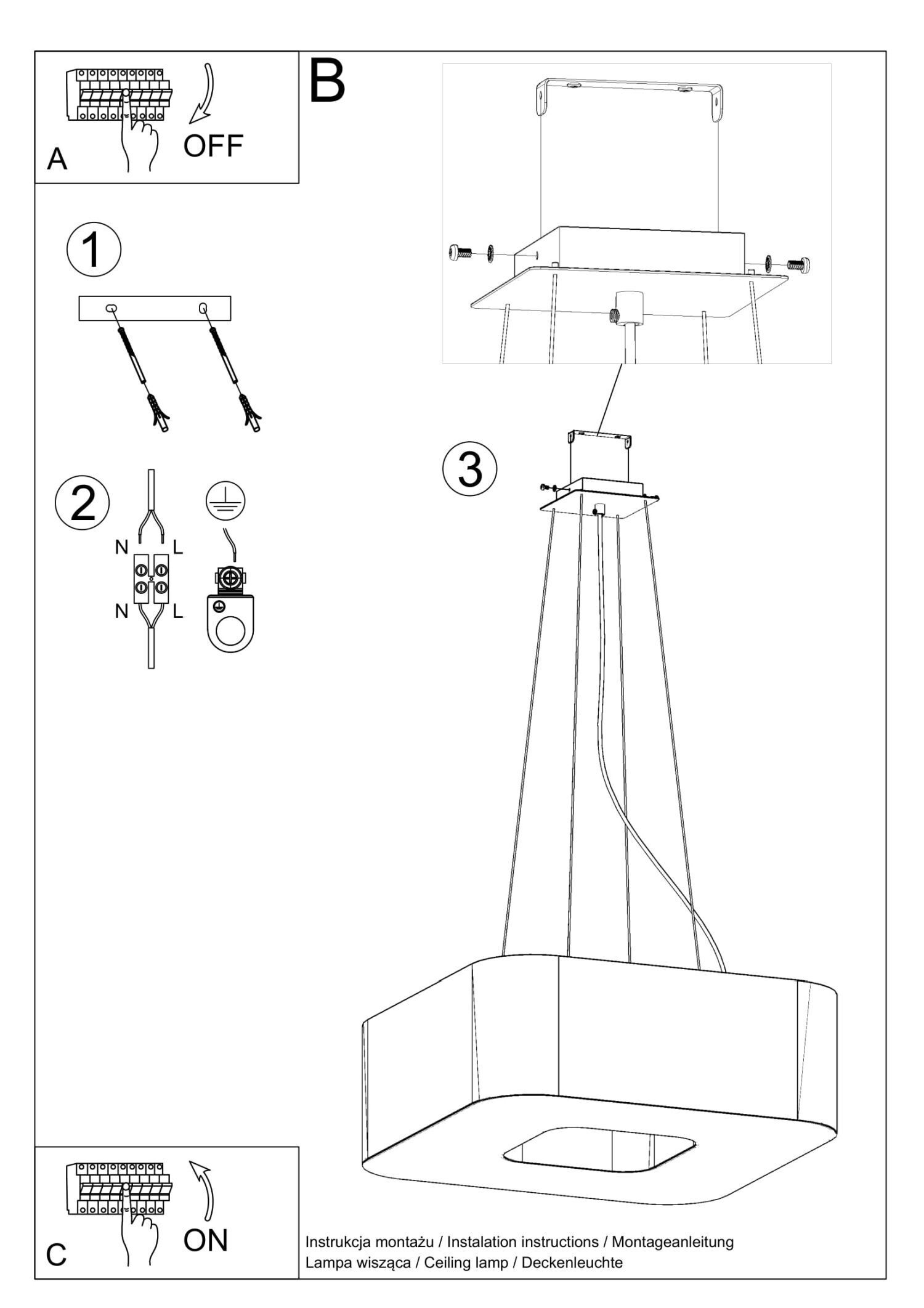 Weiße Pendelleuchte eckig 80 cm breit 8x E27 blendarm