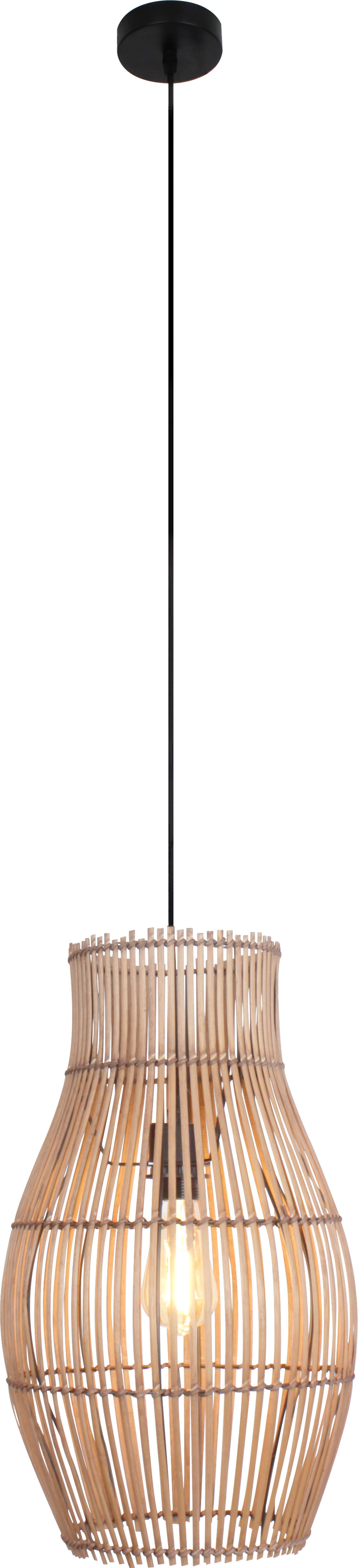 Moderne Pendelleuchte Bambus Natur Schwarz Ø30 cm E27