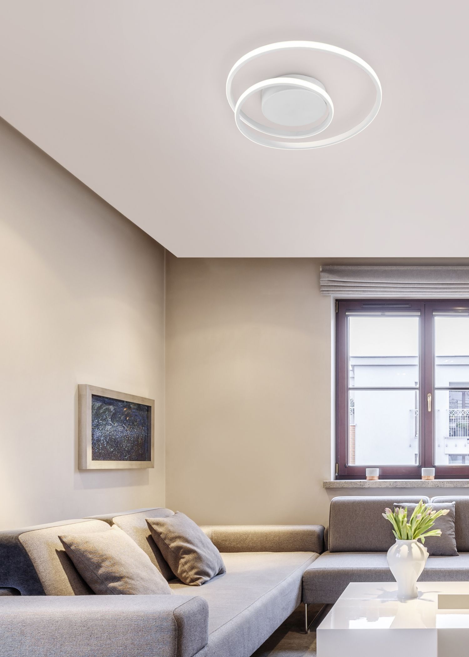 LED Deckenlampe Metall Weiß 2500 lm B:39 cm Spirale Deckenleuchte, Wohnzimmer, Couch, Dekoration für Zuhause, Innenarchitektur