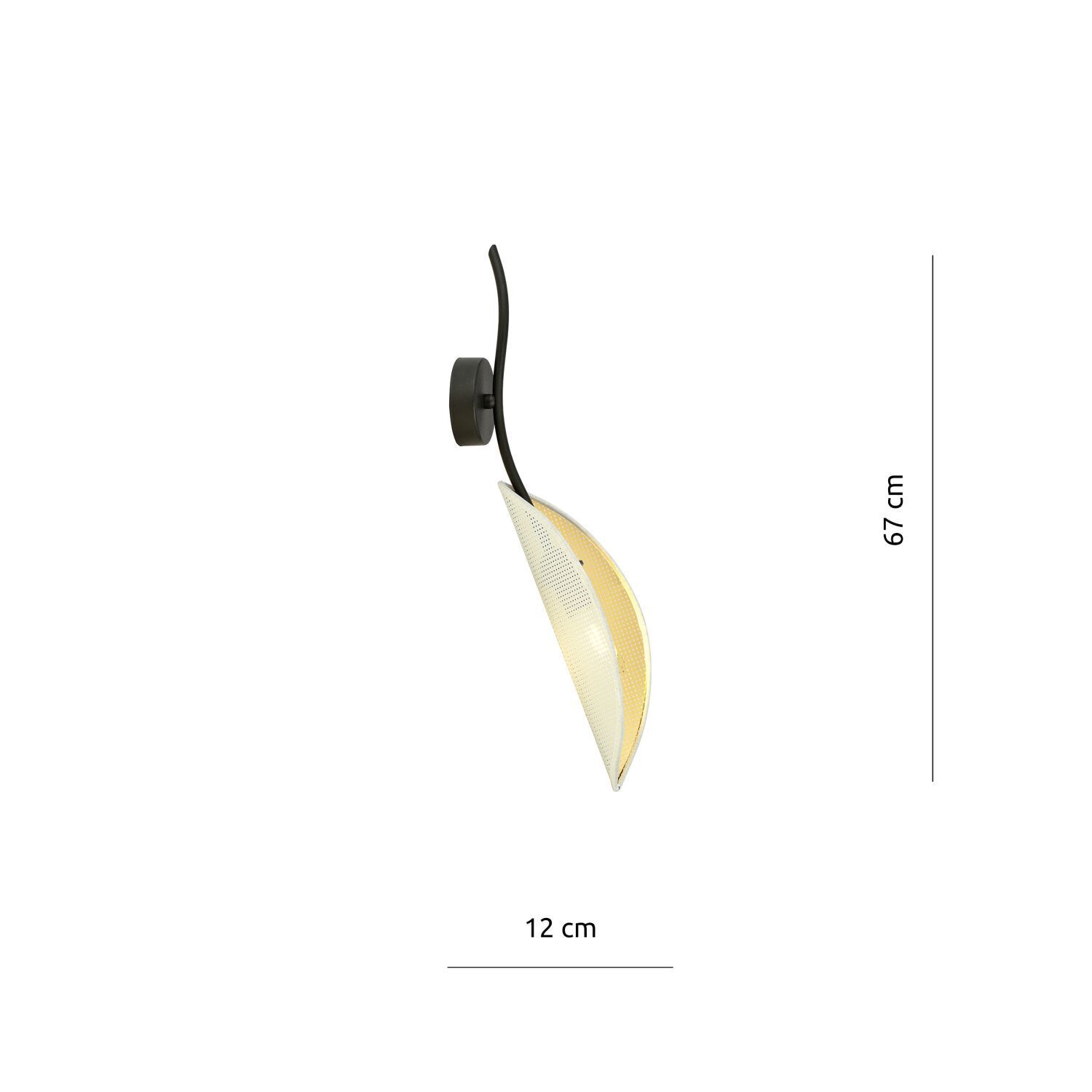 Wandlampe Schwarz Weiß Gold drehbar H: 51 cm Metall Stoff E14