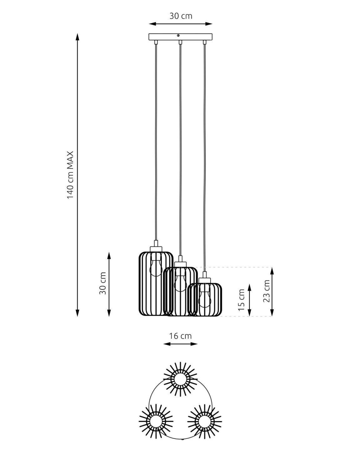 Dekorative Pendelleuchte Metall Schwarz E27 B:30 cm Dekorative Pendelleuchte Metall Schwarz E27 B:30 cm