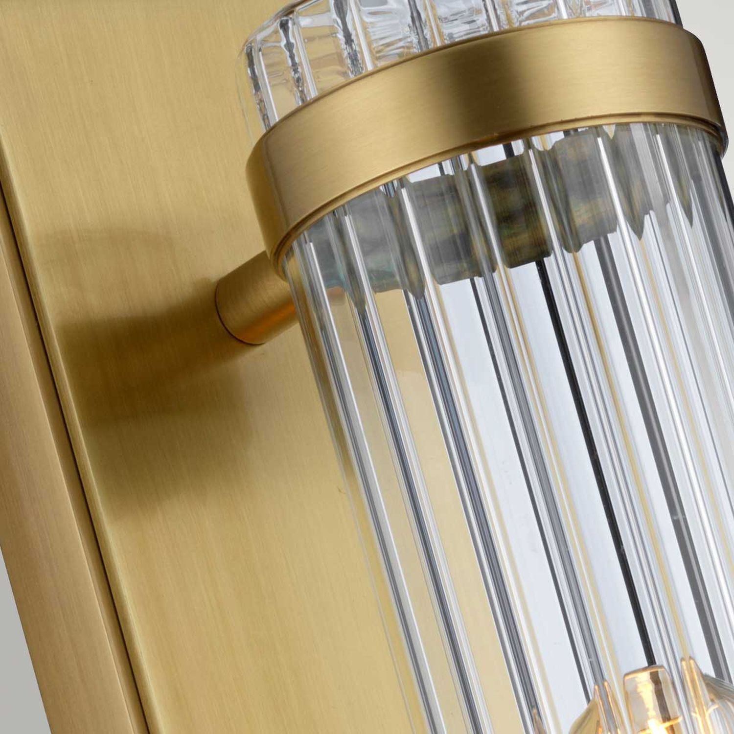 Wandleuchte, Wandlampe, Messing, Glas, Klarglas