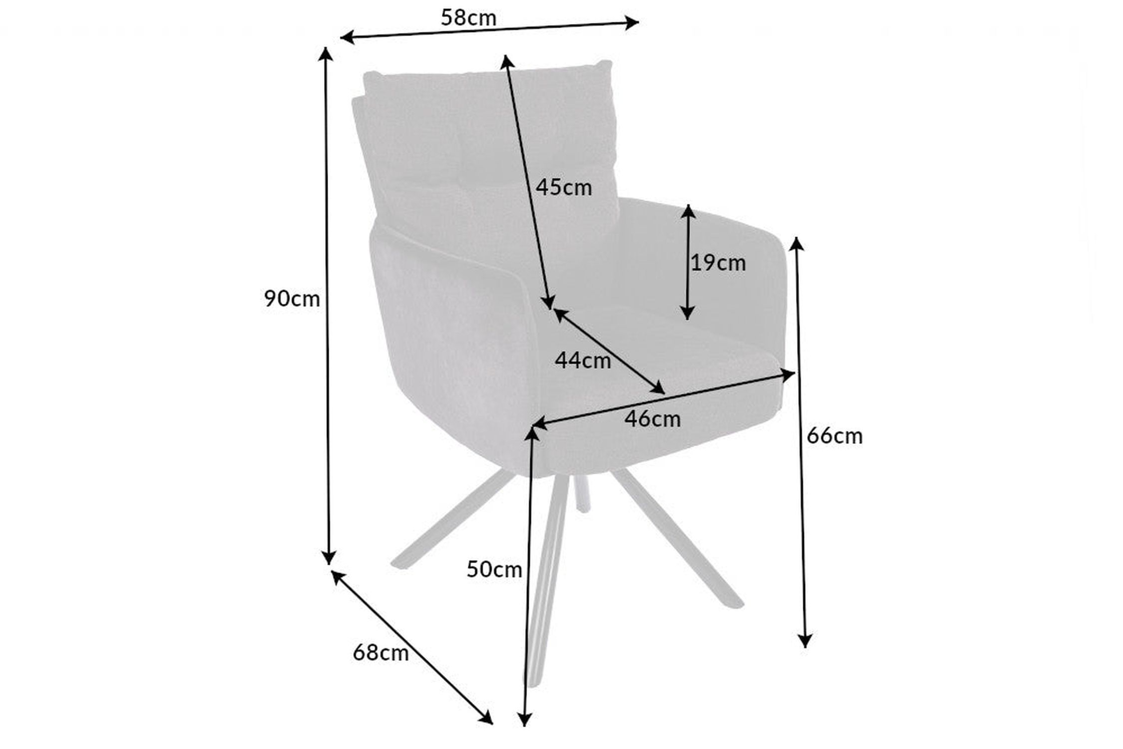Drehstuhl Samt Metall Anthrazit Schwarz ohne Rollen Stuhl, Mobiliar, Diagramm, Handlung