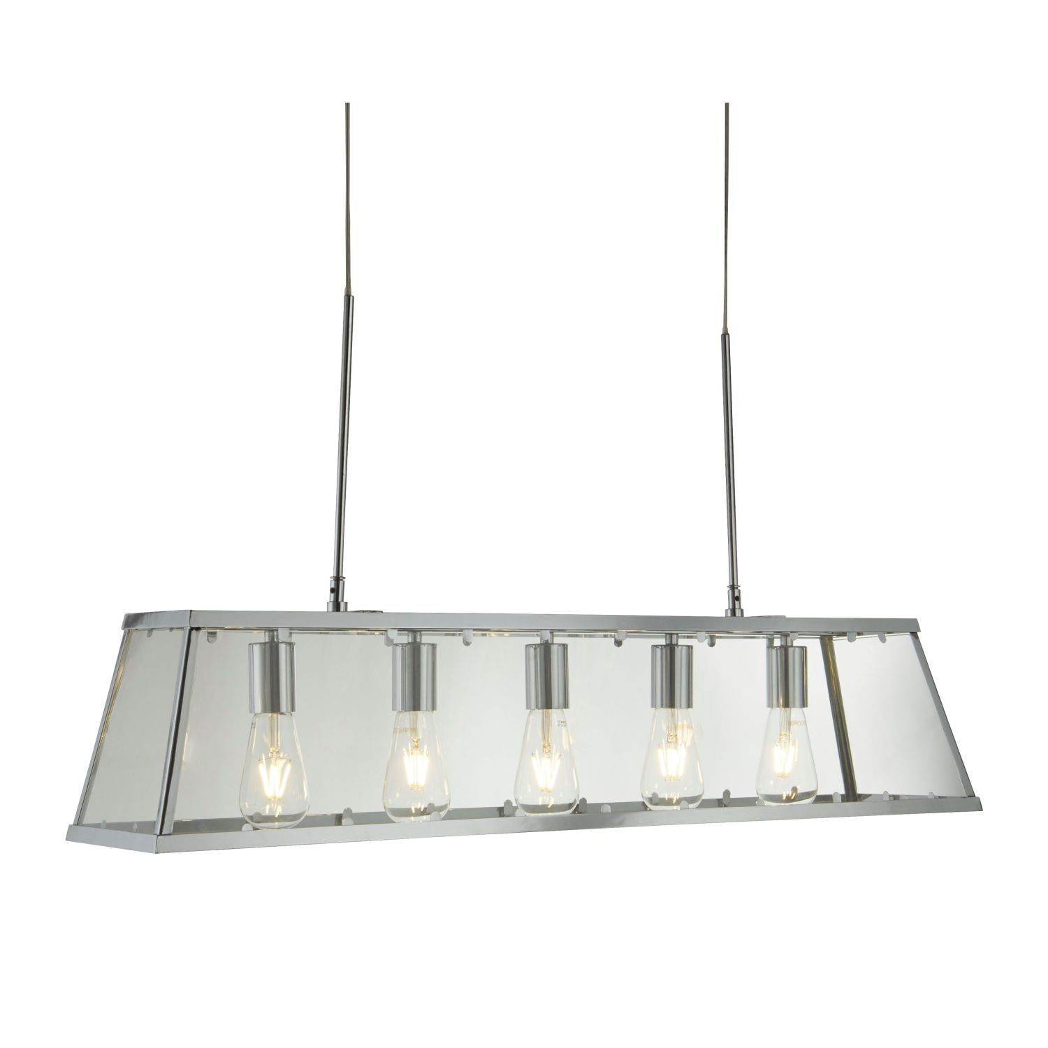 Hängeleuchte Glas Metall B: 90 cm 5x E27 Chrom Klar