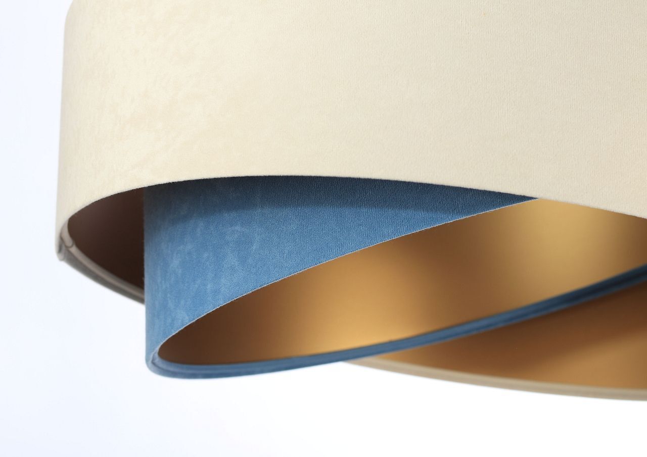 Hängeleuchte Modern Ø 50 cm Stoff Creme Blau Gold E27